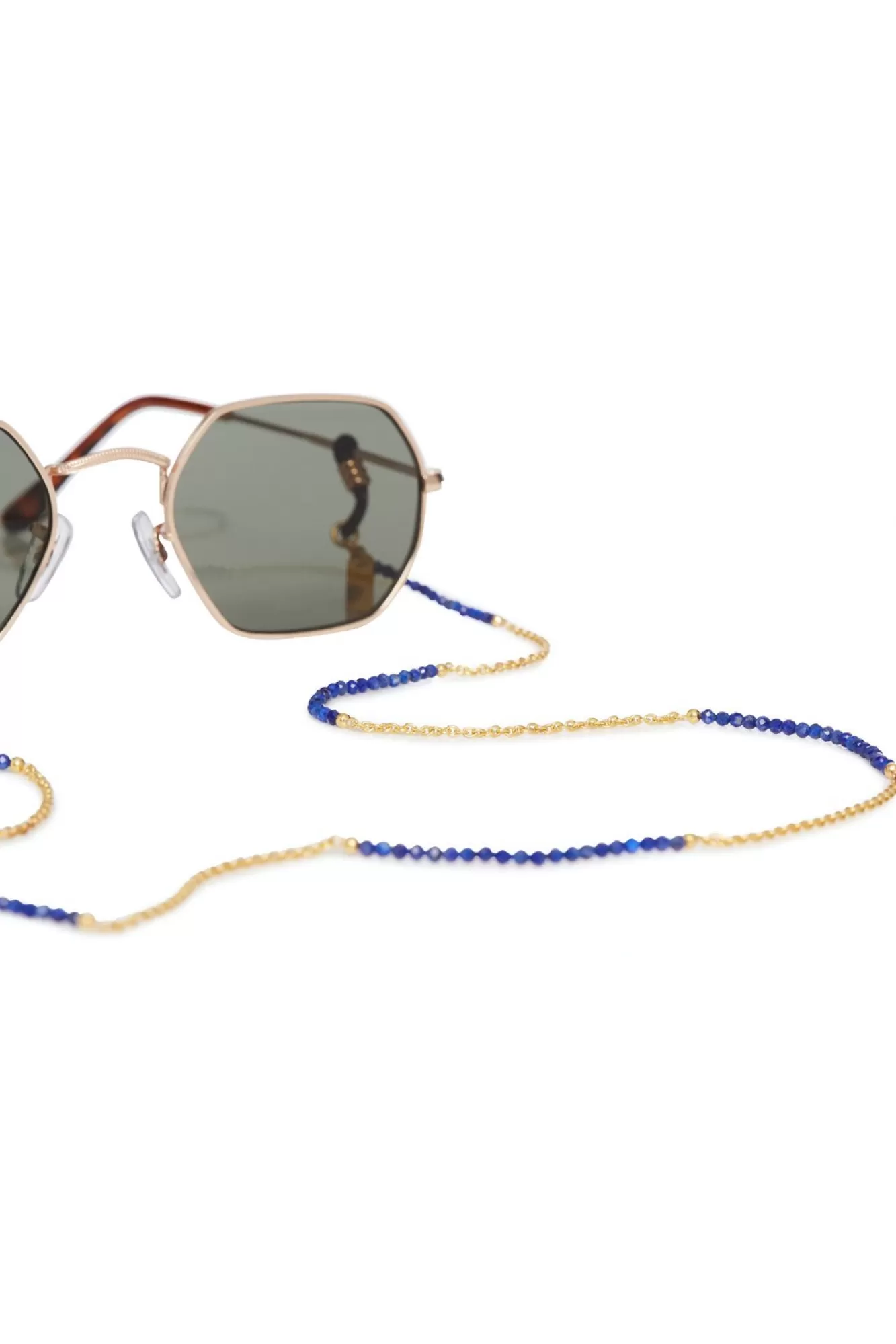 Sunny Cords Glasses Chains>24K Gold Plated Lapis Lazuli Glasses Chain & Bracelet