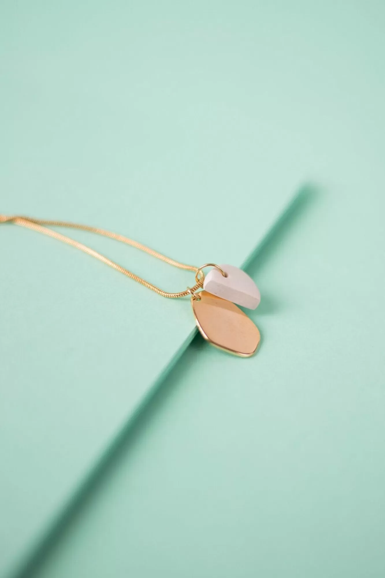 Cloud + Clay Necklaces>Almond Polymer Clay Gold Plated Necklace