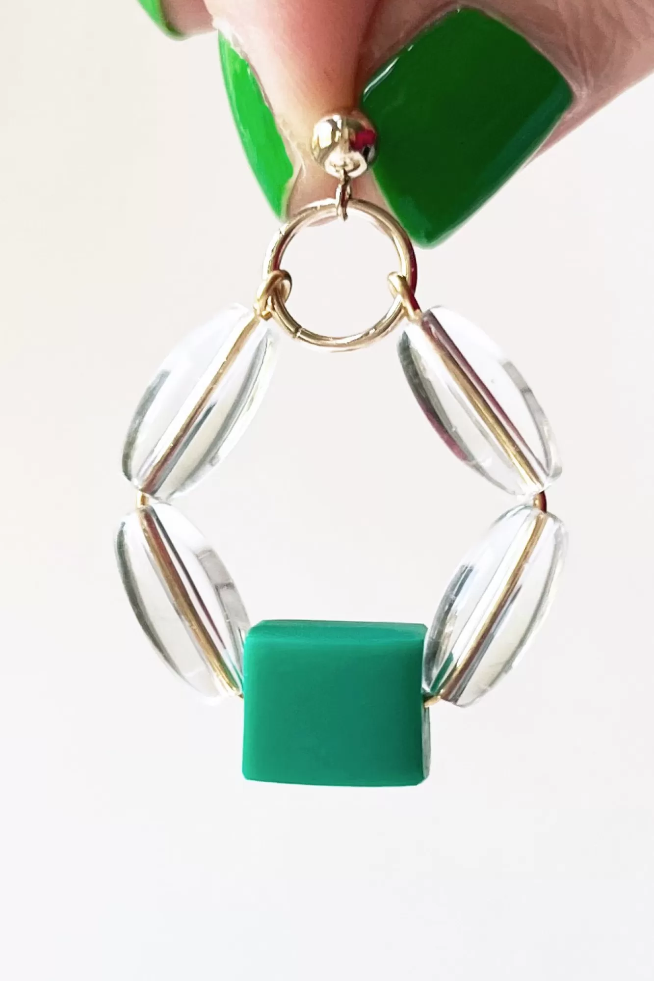 Hattie Buzzard Statement Styles>Bubble Emerald Green Hoop Earrings