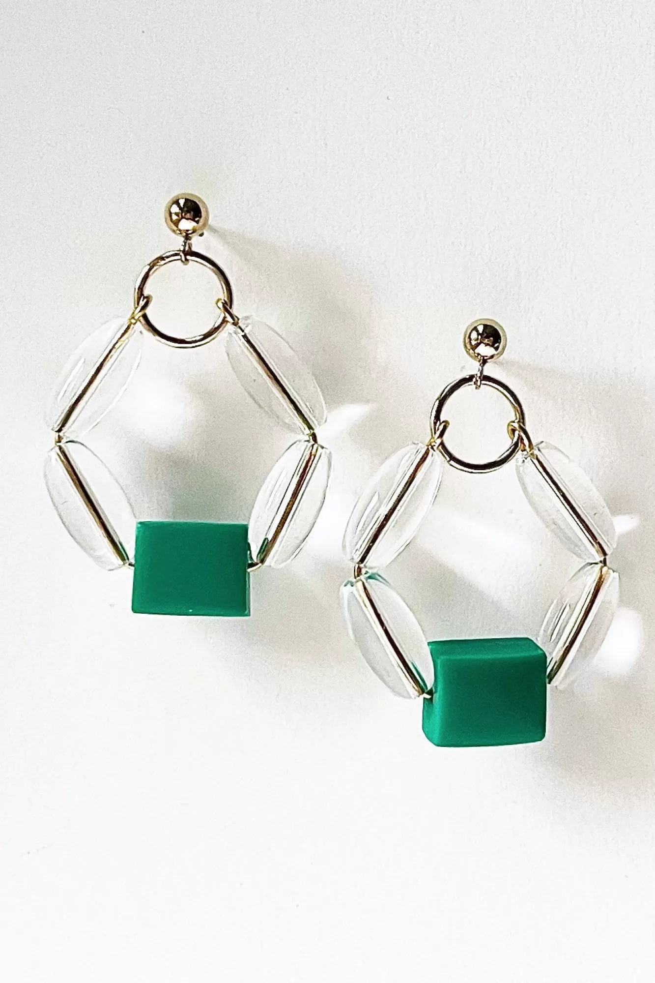 Hattie Buzzard Statement Styles>Bubble Emerald Green Hoop Earrings