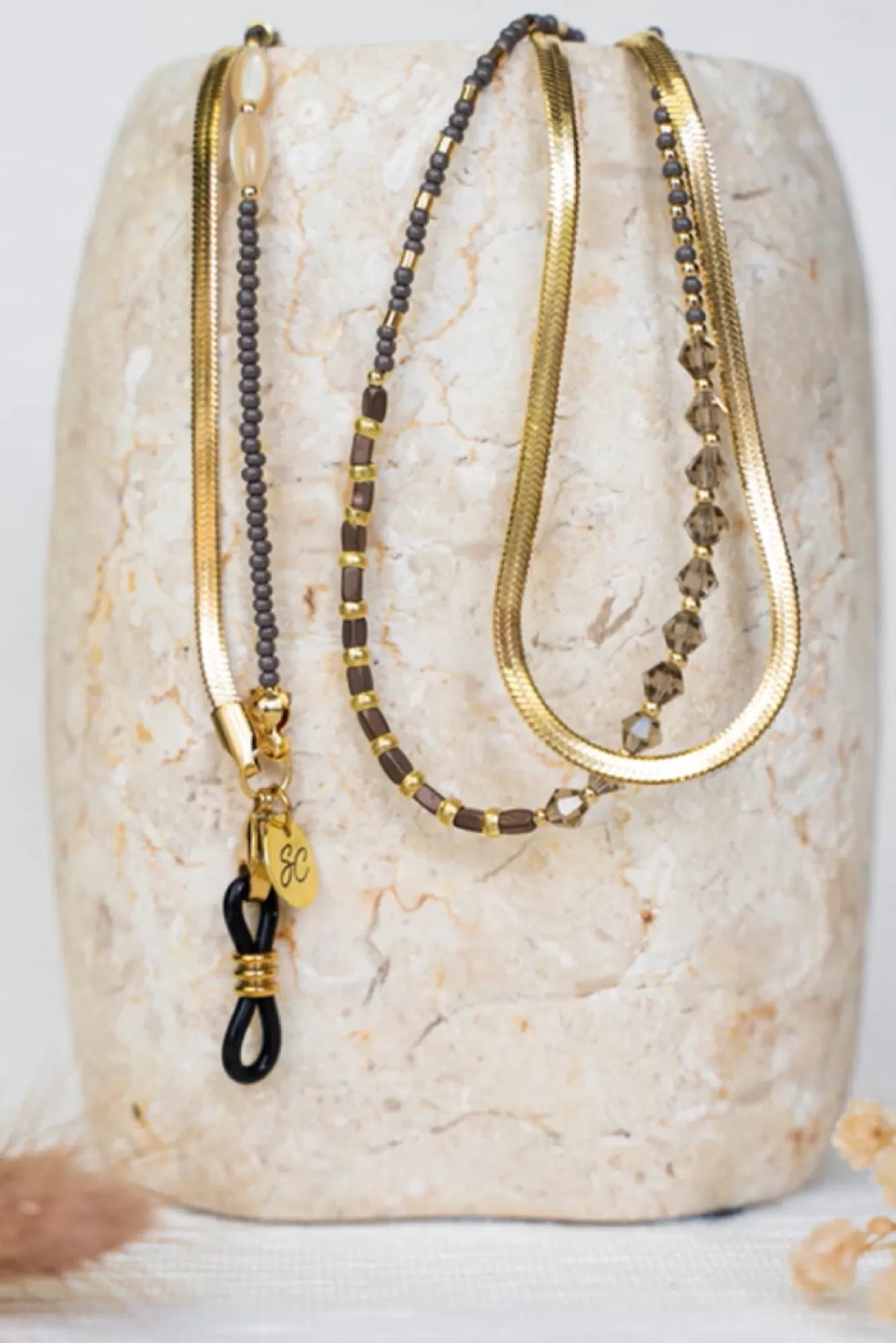 Sunny Cords Glasses Chains>Emma-Jane Beaded & Gold Double Sunglasses Chain