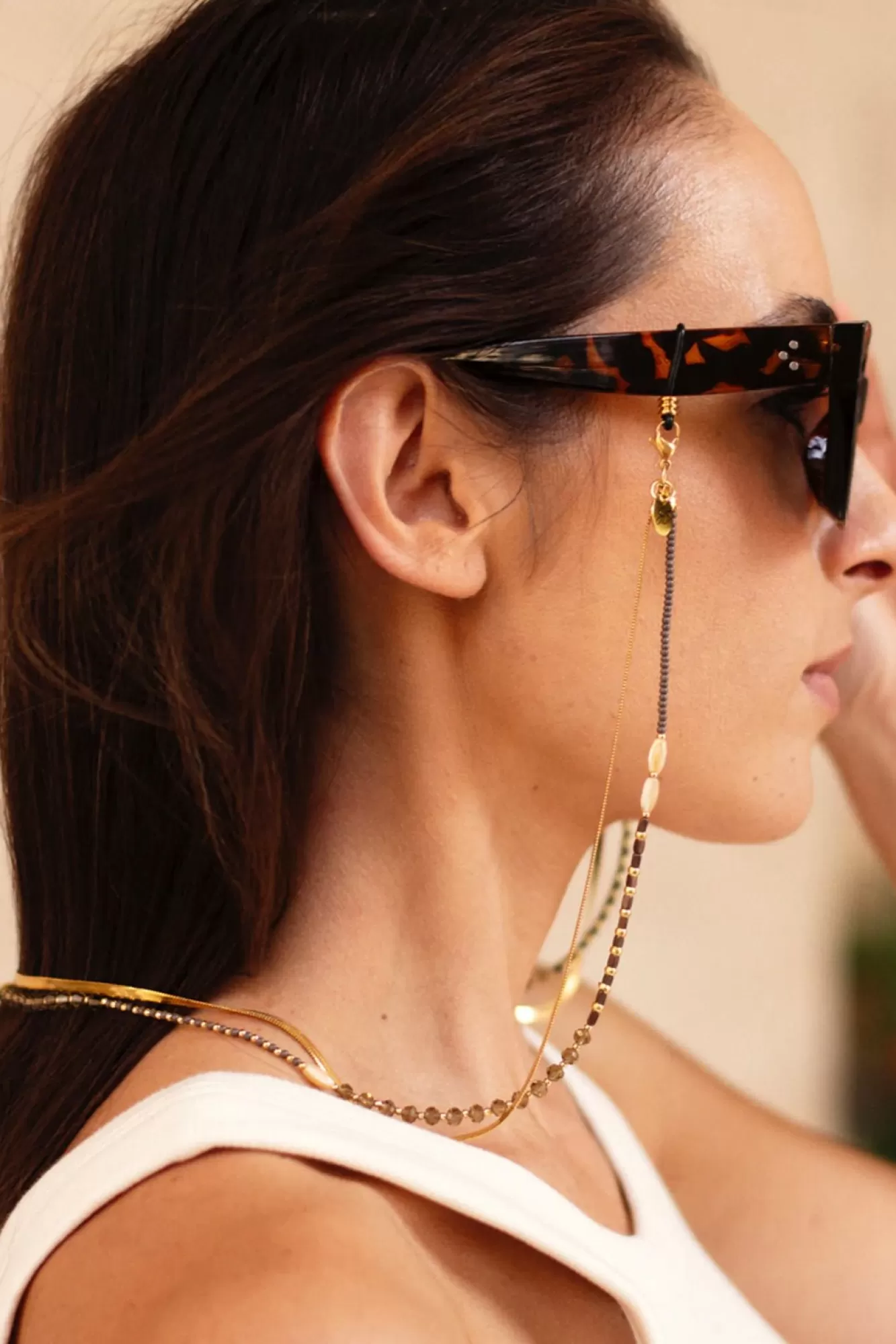 Sunny Cords Glasses Chains>Emma-Jane Beaded & Gold Double Sunglasses Chain