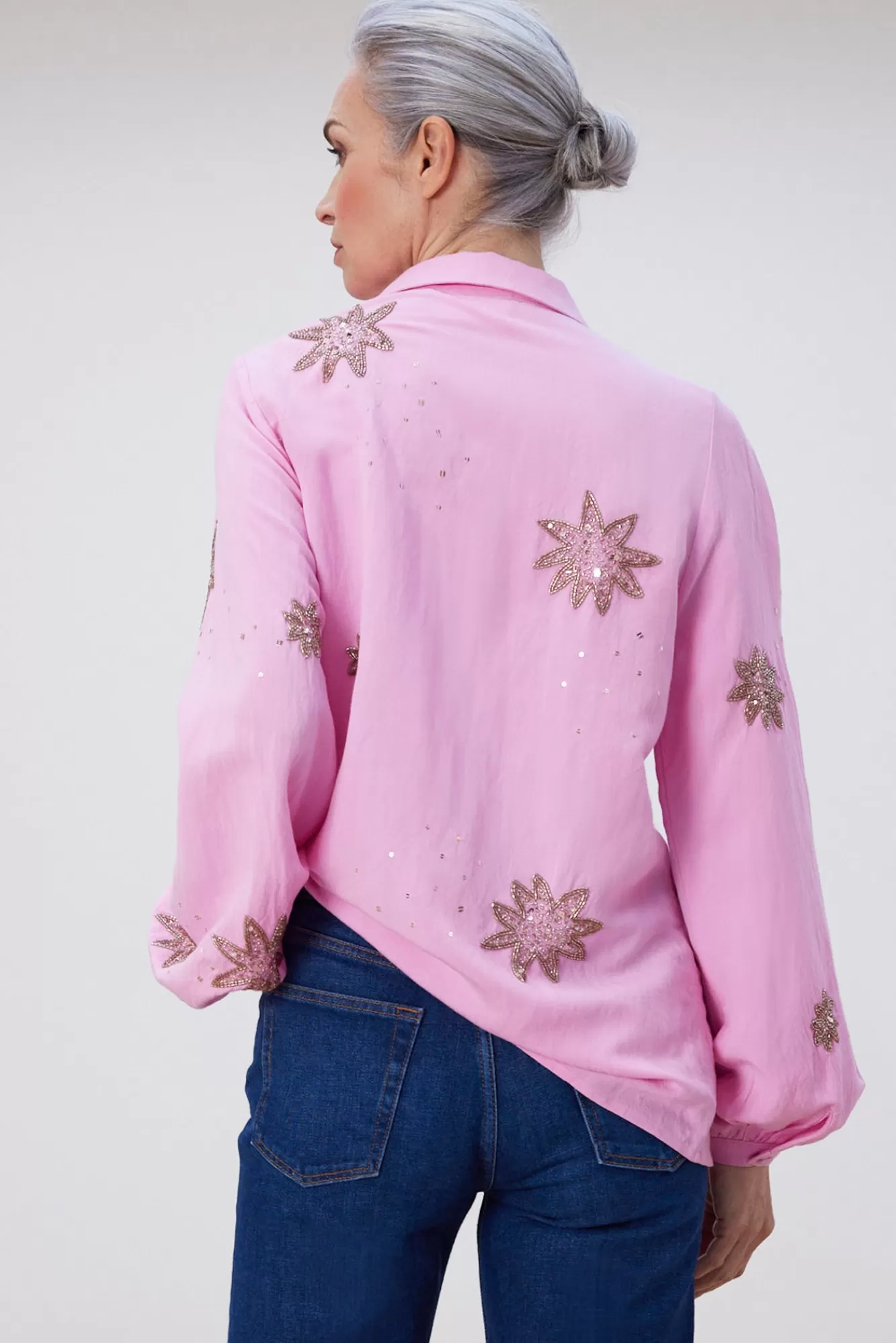 Fabienne Chapot Shirts & Blouses> Fleur Embellished Pink Blouse