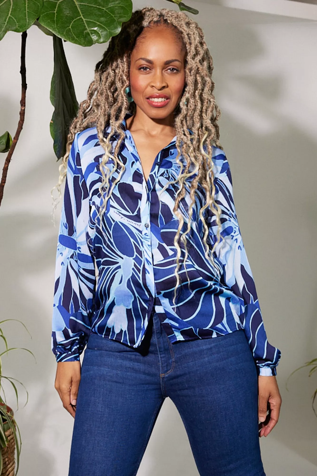 Fabienne Chapot Shirts & Blouses> Frida Riviera Blue Floral Blouse