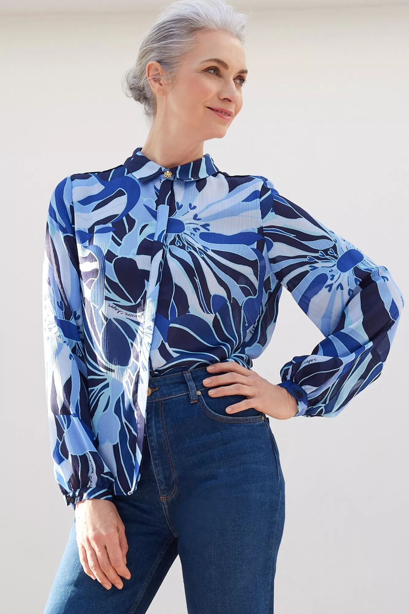 Fabienne Chapot Shirts & Blouses> Frida Riviera Blue Floral Blouse