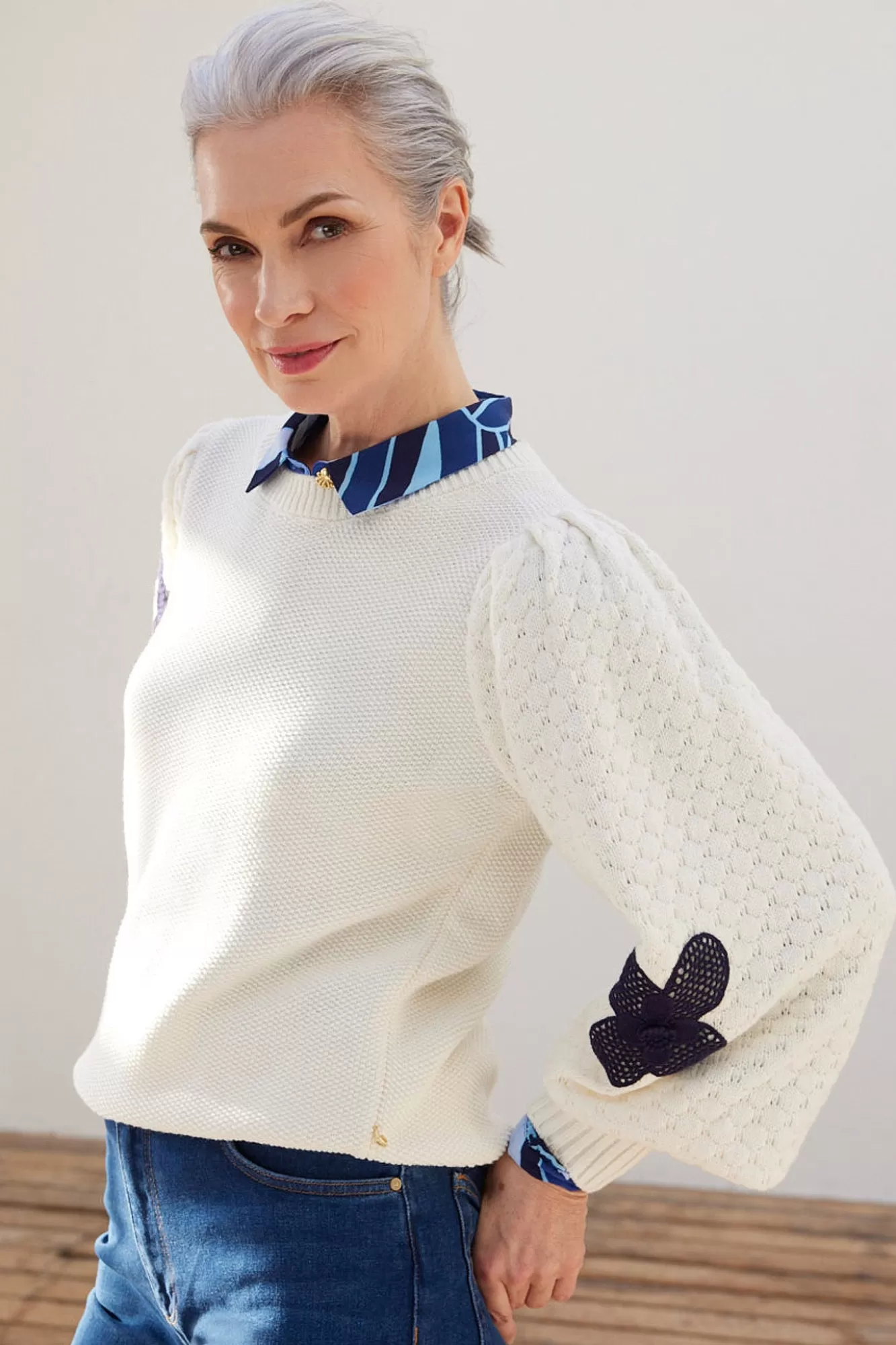 Fabienne Chapot Knitwear & Sweatshirts> Treboli White Embroidered Jumper