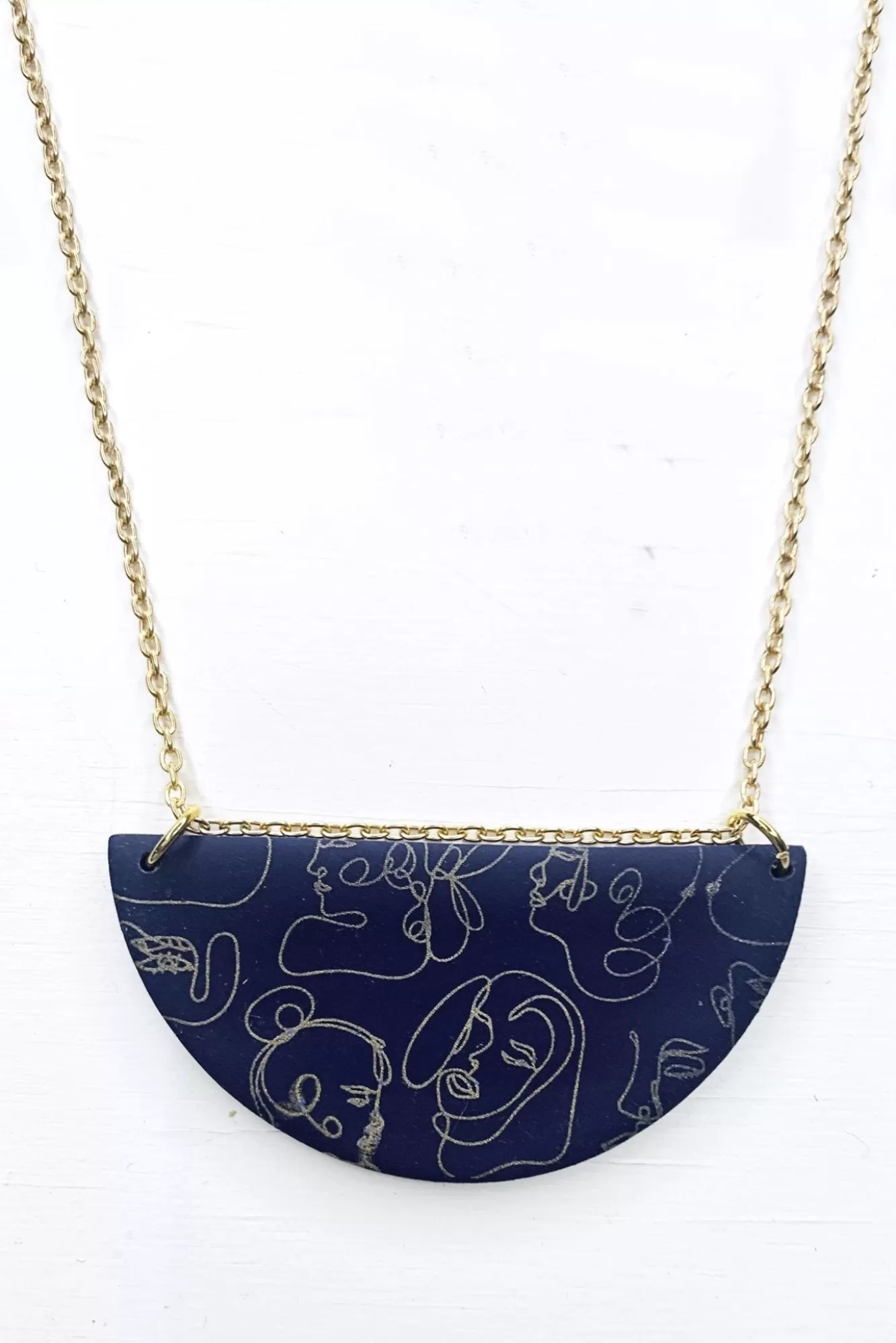 No Shrinking Violet Statement Styles>Faces Navy Medium Necklace