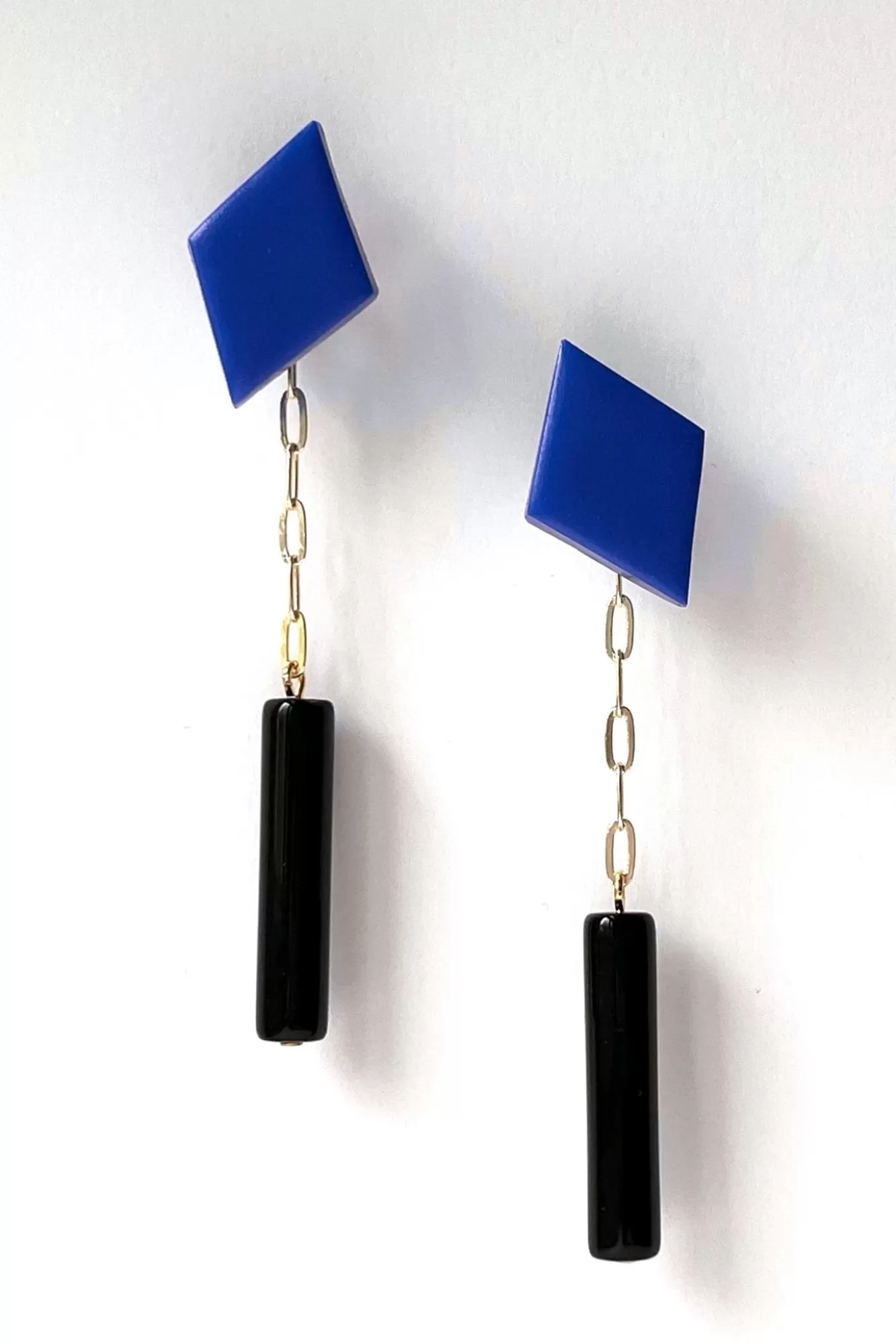 Hattie Buzzard Statement Styles>Gaia Cobalt With Black Beads 2-In-1 Earrings