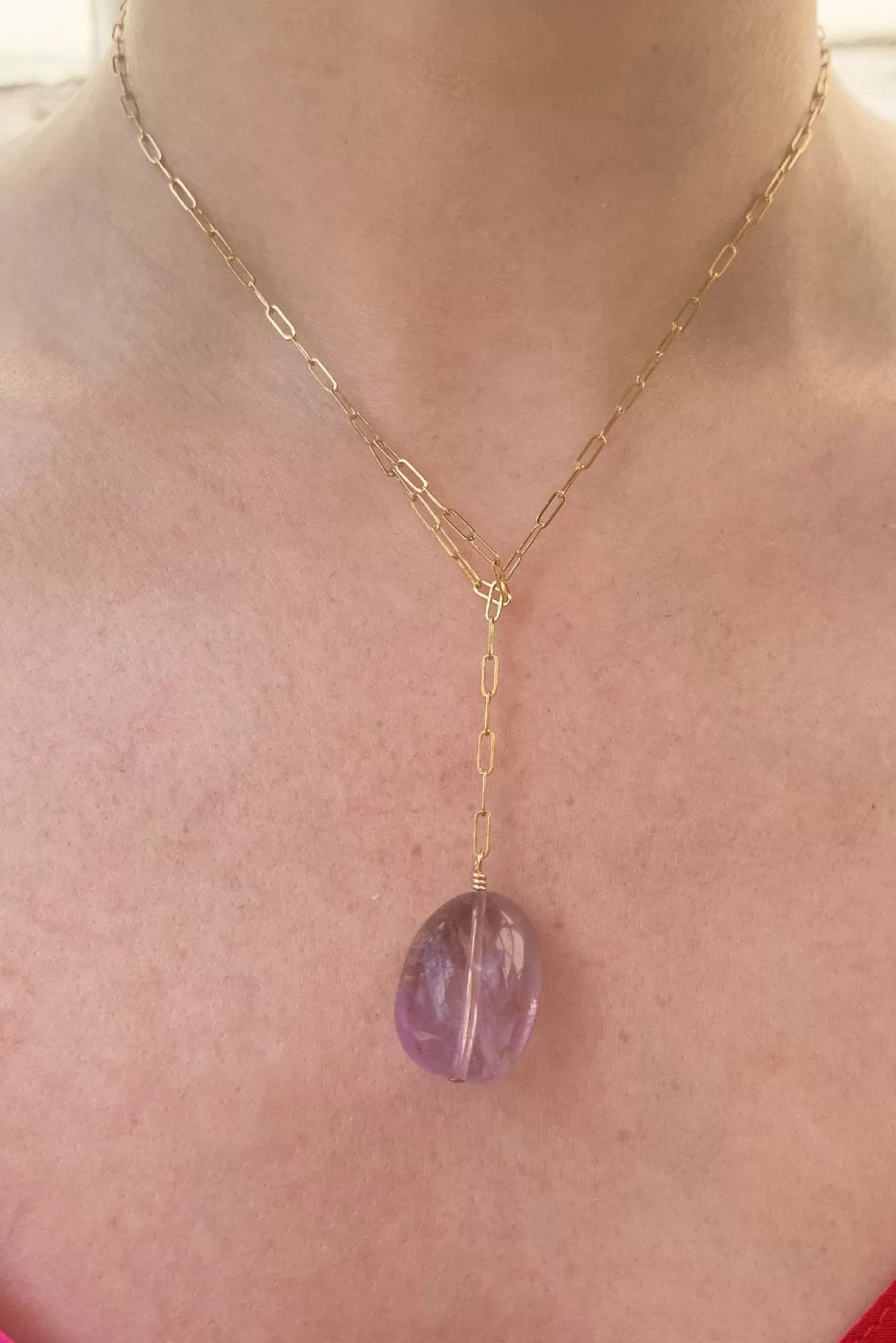 Gem & Tonic Fine Jewellery>Gem Nugget Loop Necklace - Amethyst Or Citrine