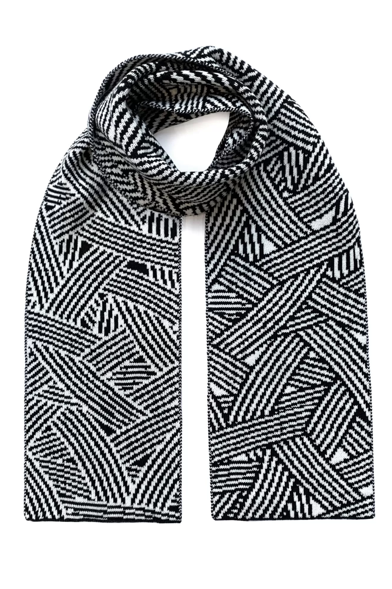 Ingmarson Scarves & Shawls>Geometric Wool & Cashmere Black Scarf