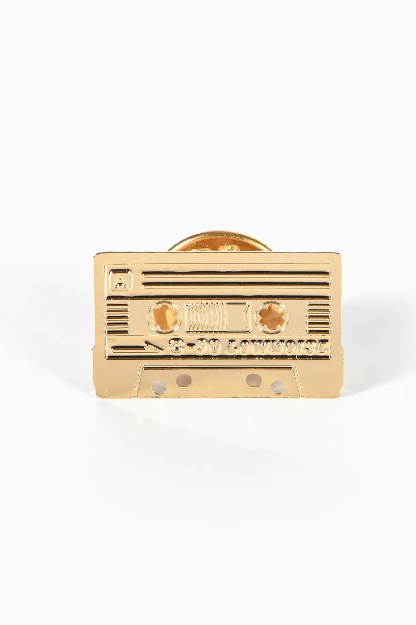 Titlee Brooches & Pins>Gold Engraved Music Cassette Tape Shaped Pin