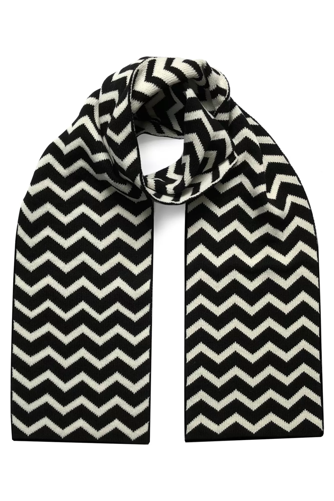 Ingmarson Scarves & Shawls> Chevron Wool & Cashmere Black Scarf