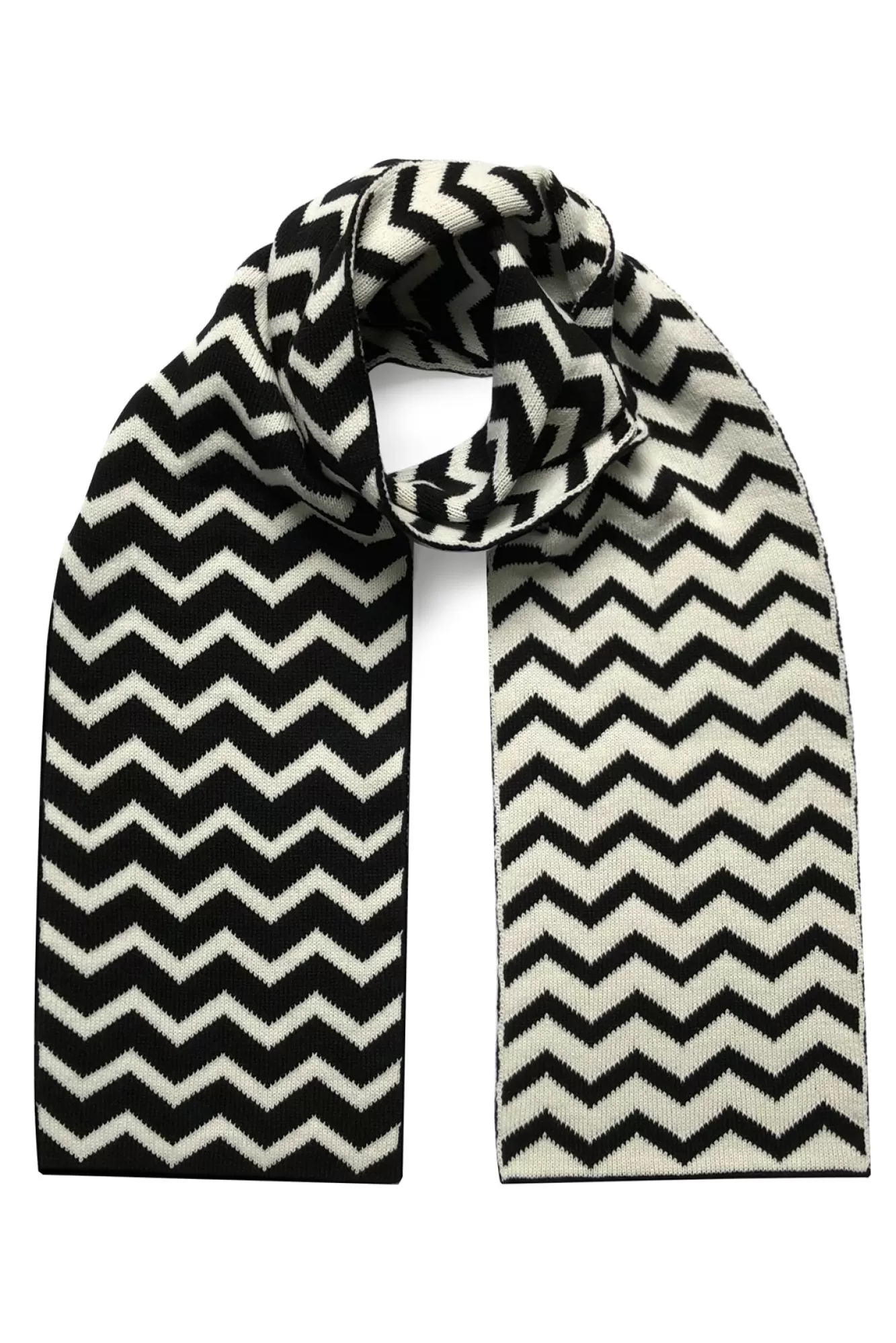 Ingmarson Scarves & Shawls> Chevron Wool & Cashmere Black Scarf