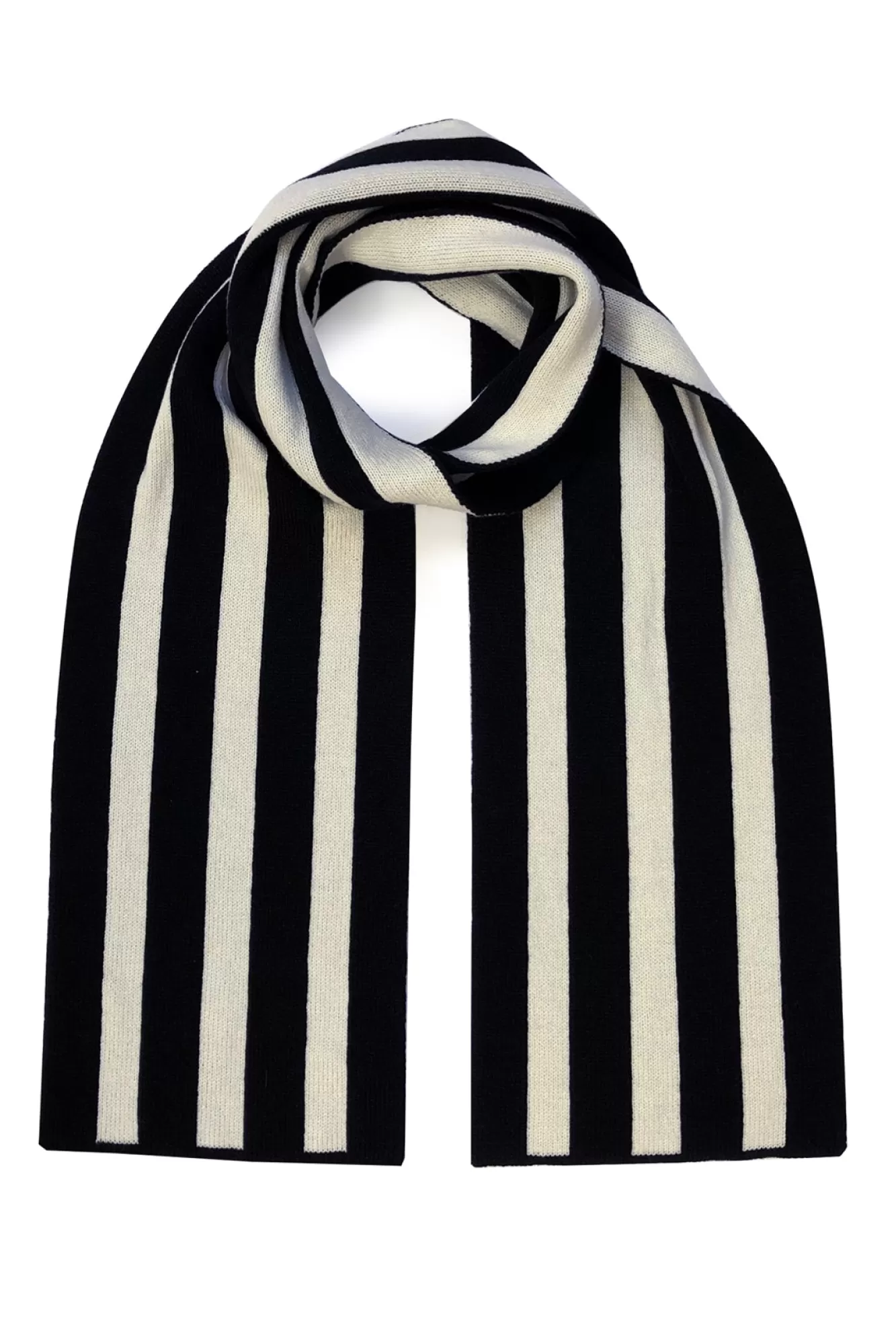 Ingmarson Scarves & Shawls> Striped Wool & Cashmere Black Scarf