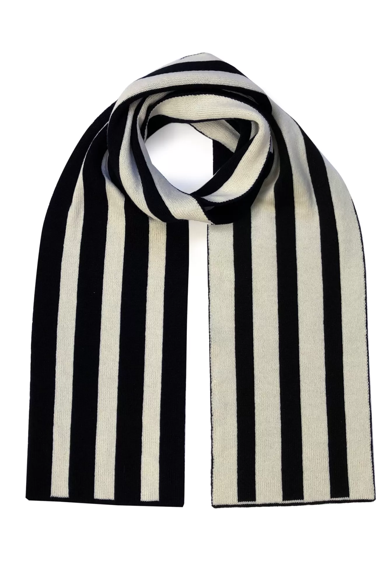 Ingmarson Scarves & Shawls> Striped Wool & Cashmere Black Scarf