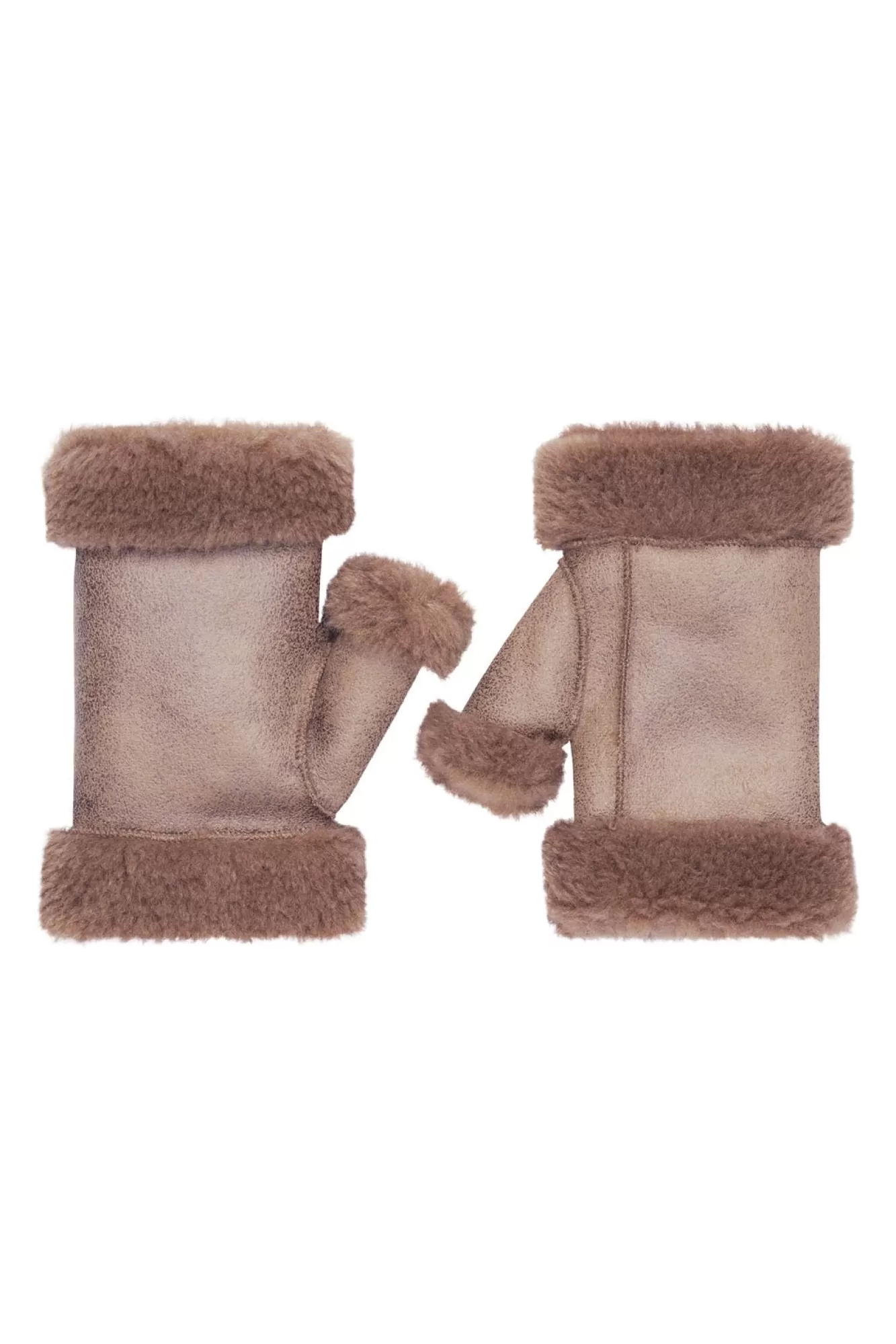 Jakke Gloves & Mittens> Sandy Faux Fur Fingerless Mushroom Mittens