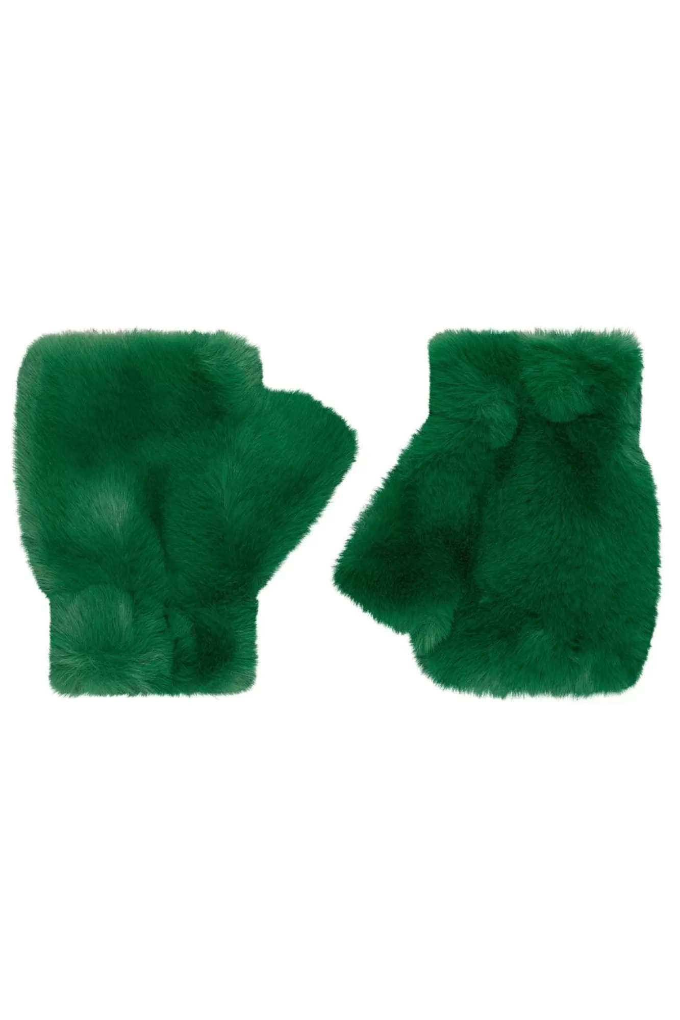 Jakke Gloves & Mittens> Tolly Faux Fur Fingerless Green Mittens