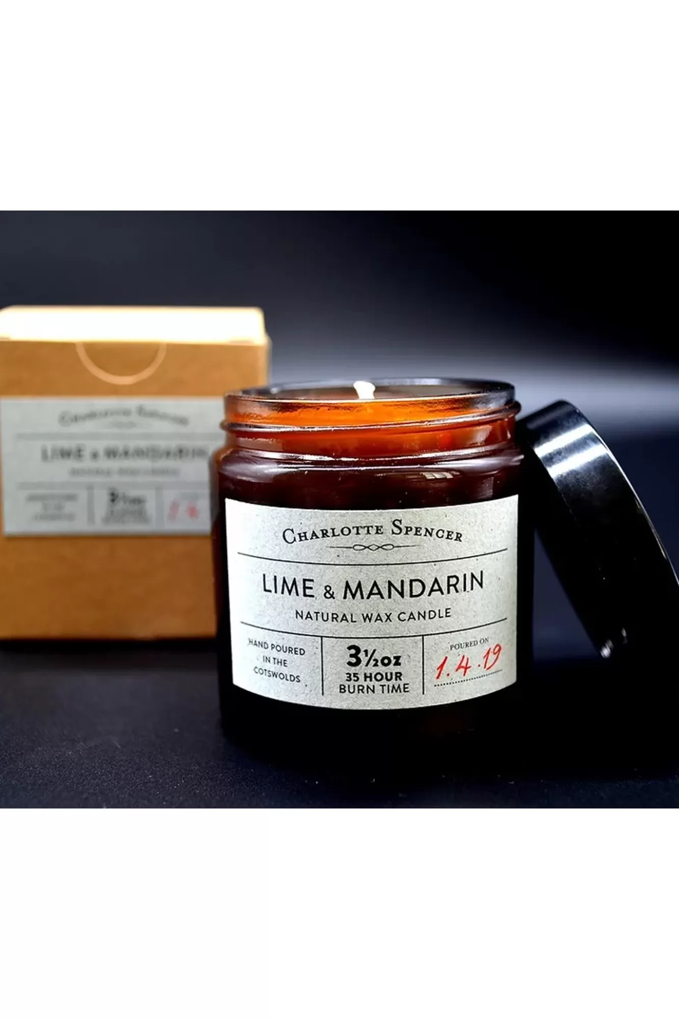 Charlotte Spencer Candles>Lime & Mandarin Natural Wax Candle