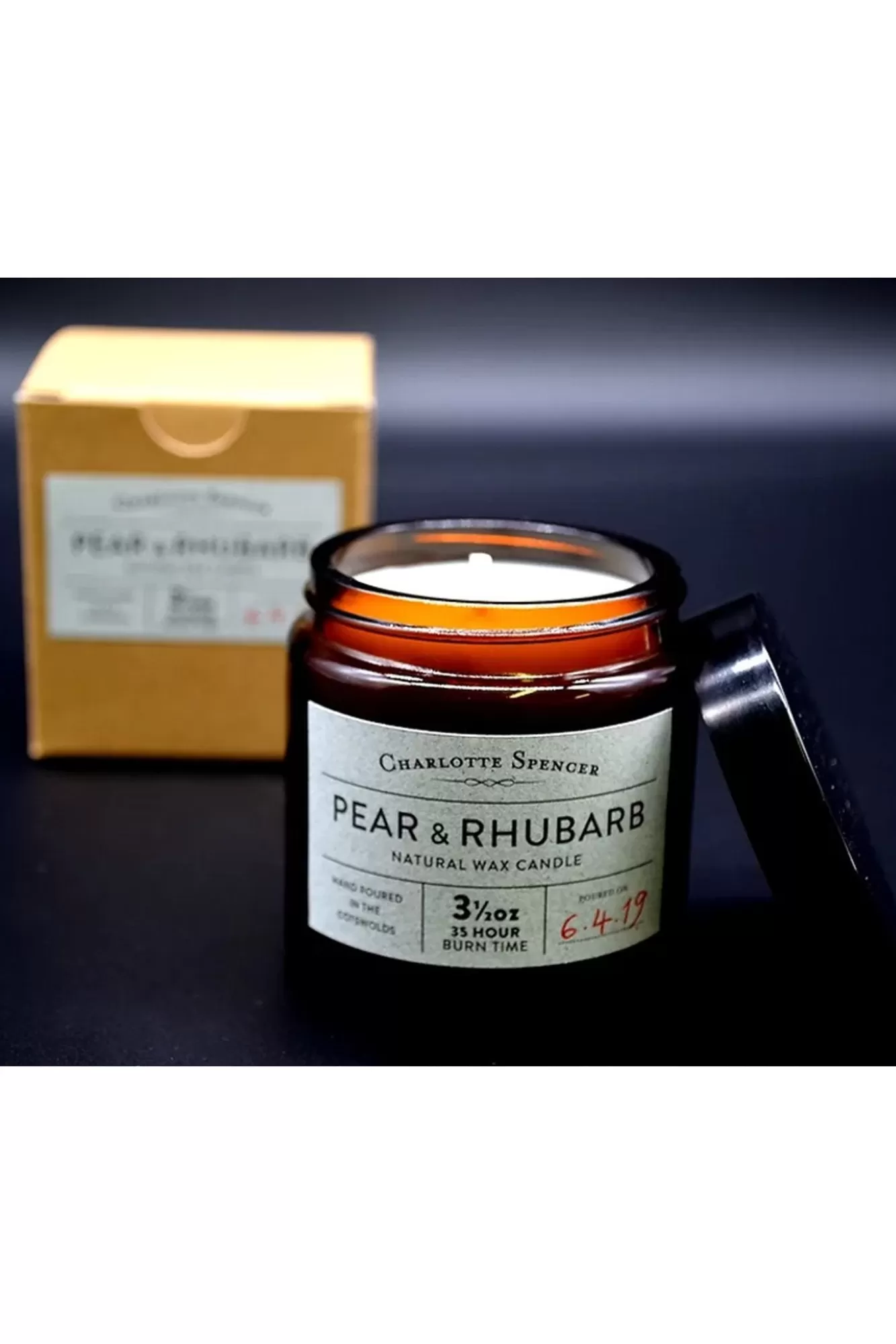 Charlotte Spencer Candles>Pear & Rhubarb Natural Wax Candle