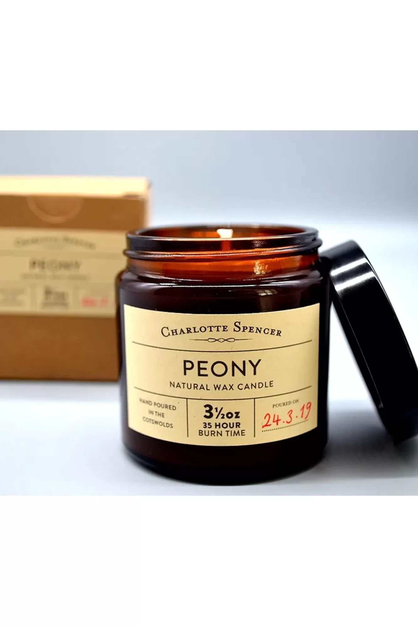 Charlotte Spencer Candles>Peony Natural Wax Candle