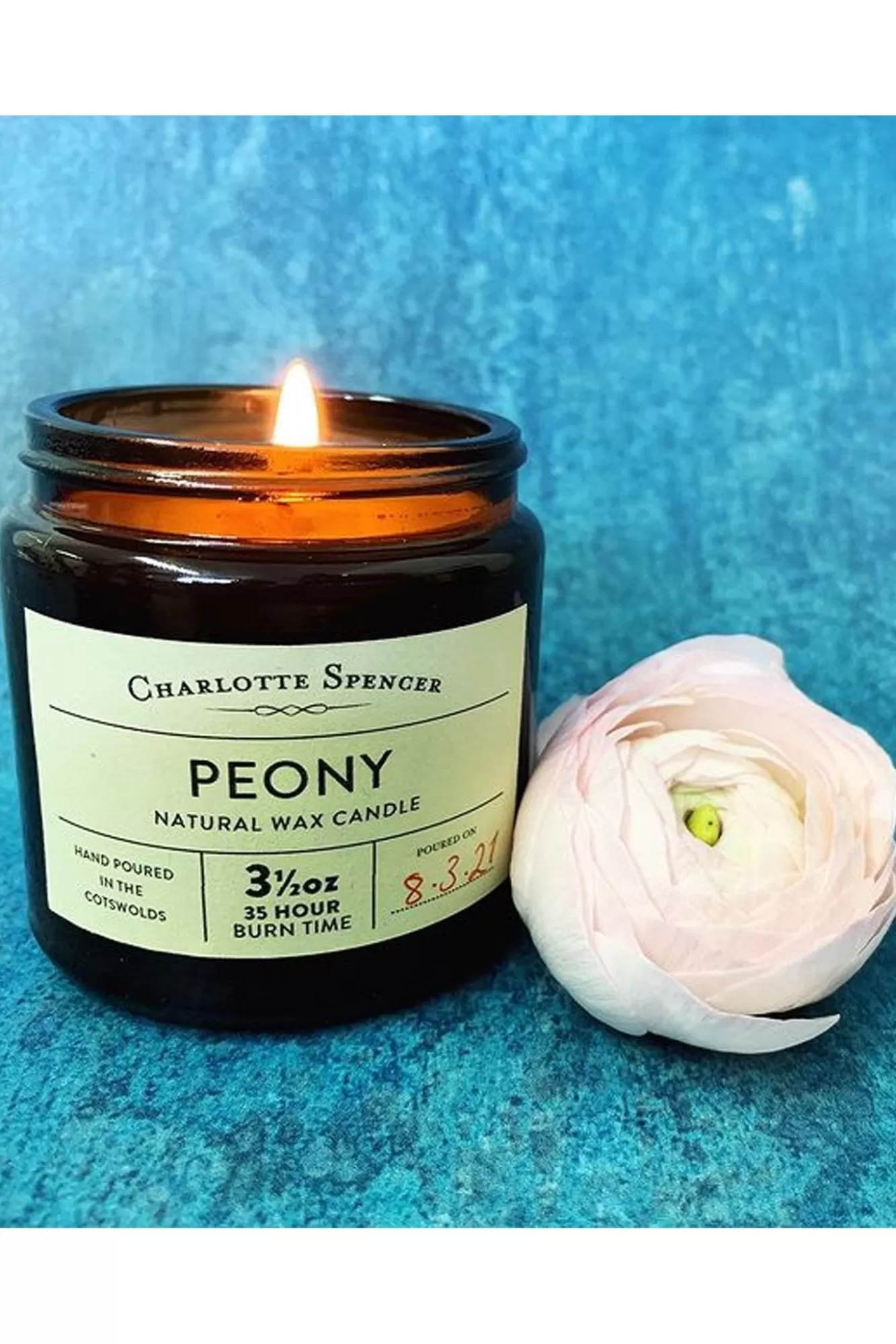 Charlotte Spencer Candles>Peony Natural Wax Candle