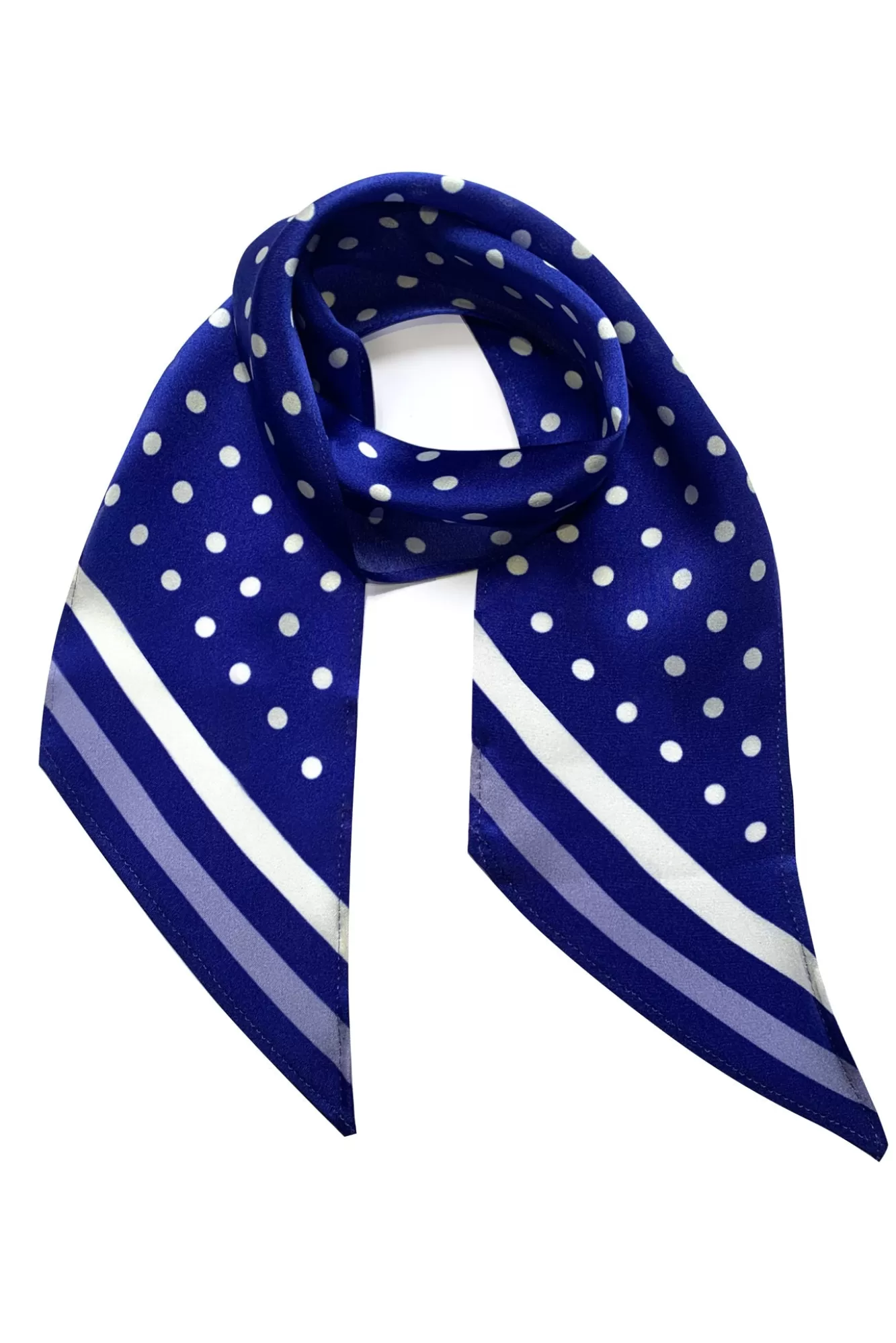 Ingmarson Scarves & Shawls>Polka Dot Cobalt Blue Silk Neck Scarf