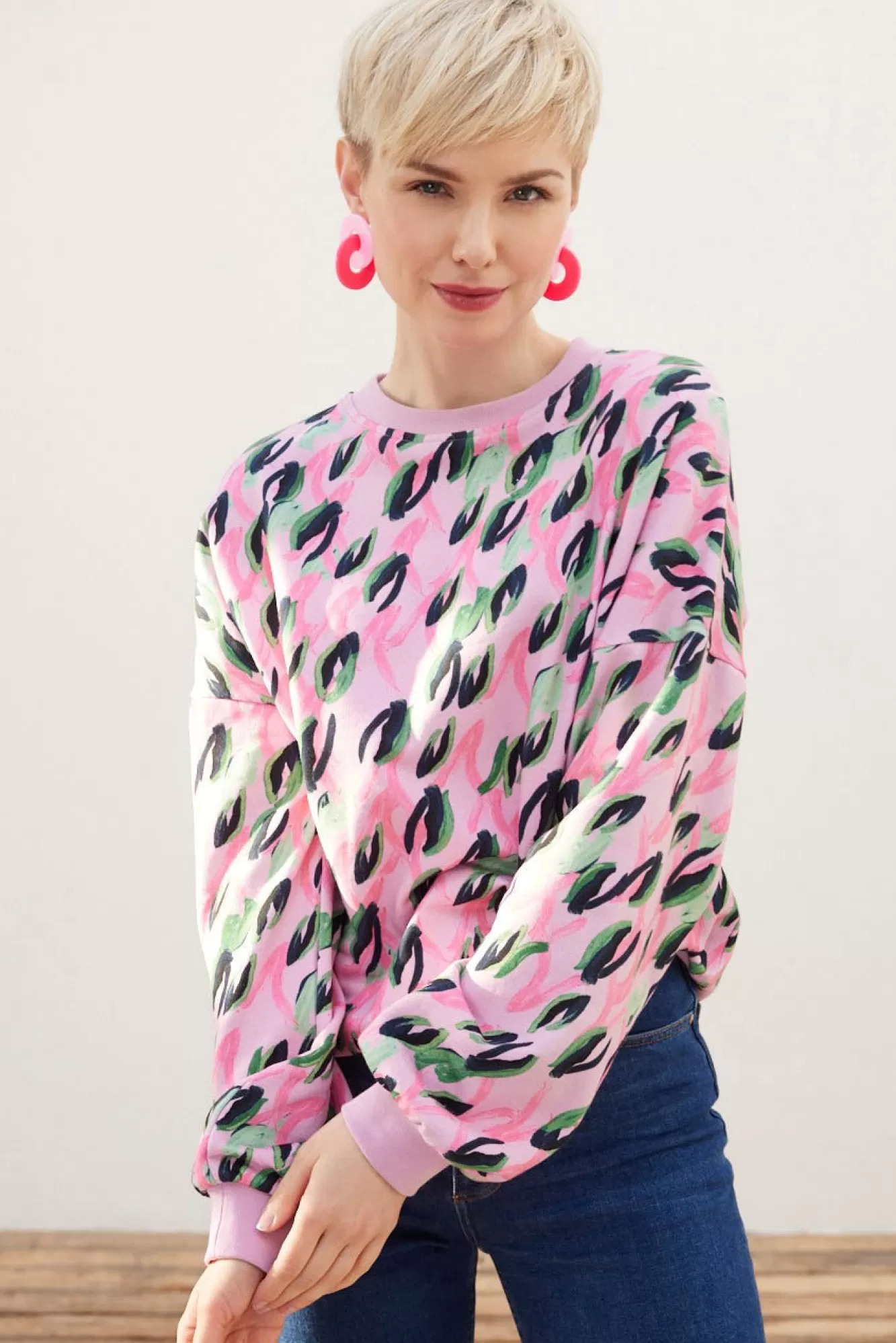 POM Amsterdam Knitwear & Sweatshirts> Animal Print Pink Sweater