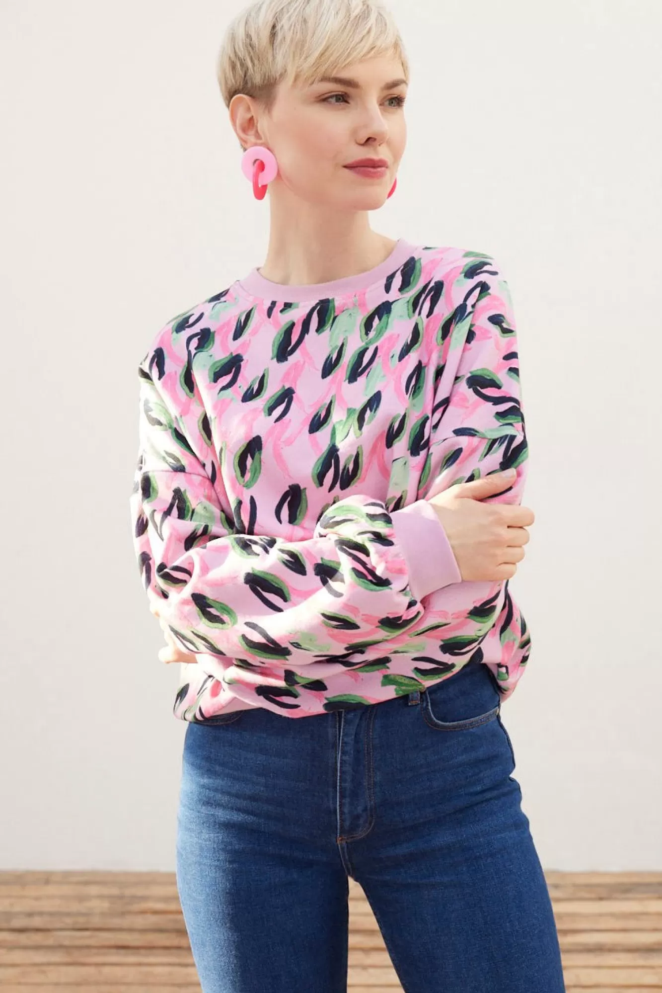 POM Amsterdam Knitwear & Sweatshirts> Animal Print Pink Sweater