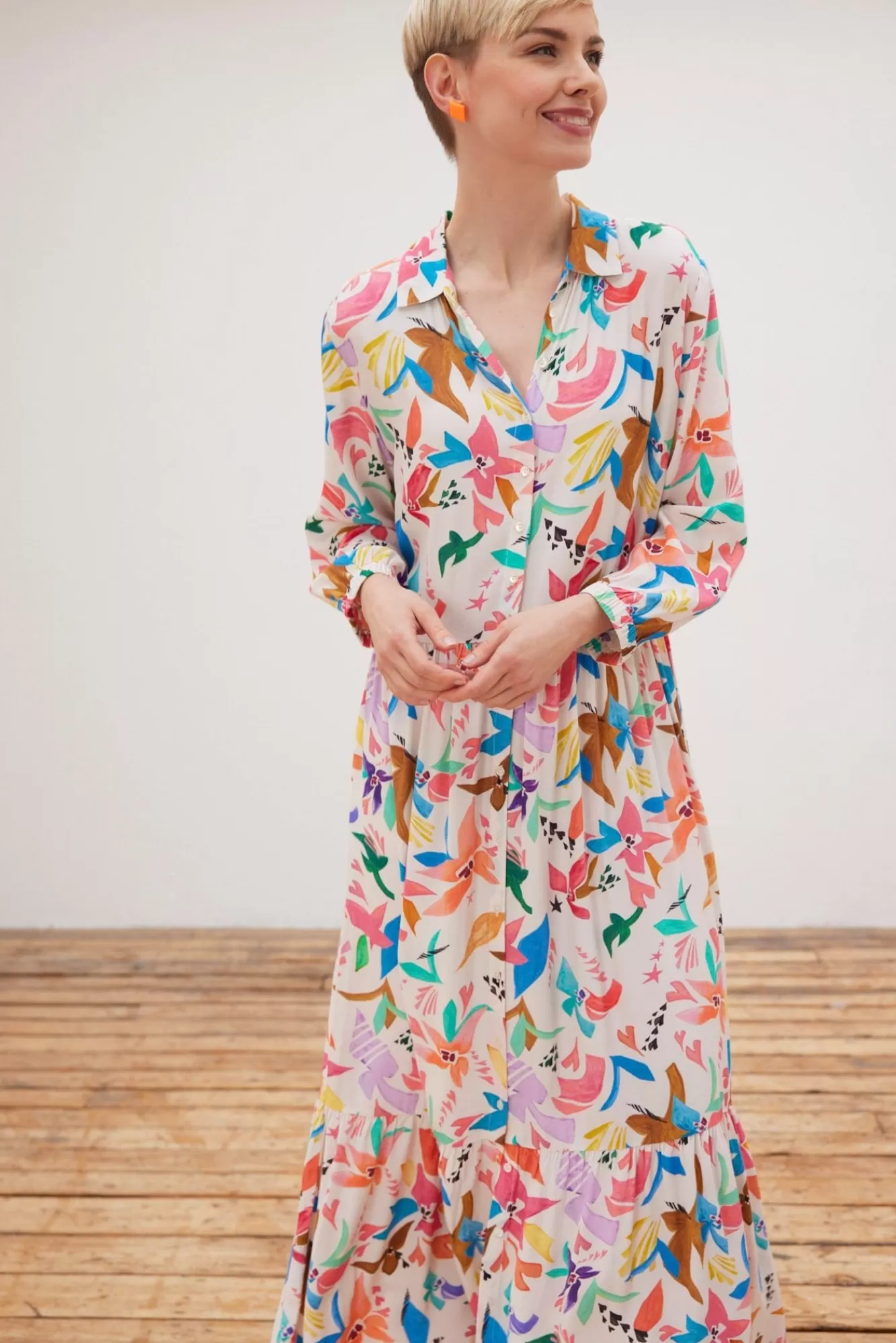 POM Amsterdam Dresses & Jumpsuits> Origami Fest Ecru Maxi Dress