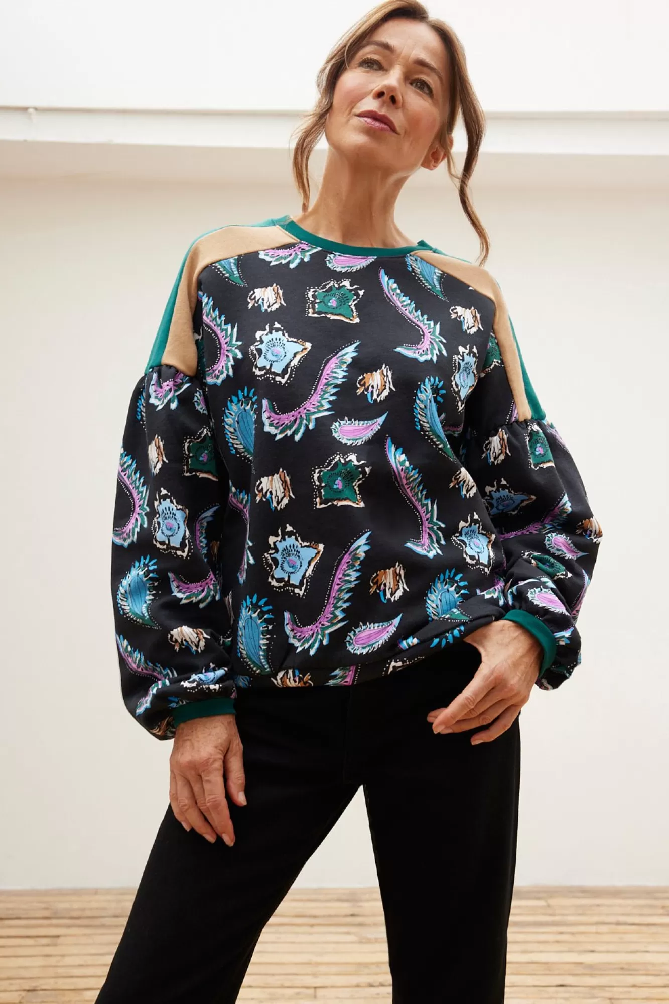 POM Amsterdam Knitwear & Sweatshirts> Tides Deep Black Printed Sweatshirt