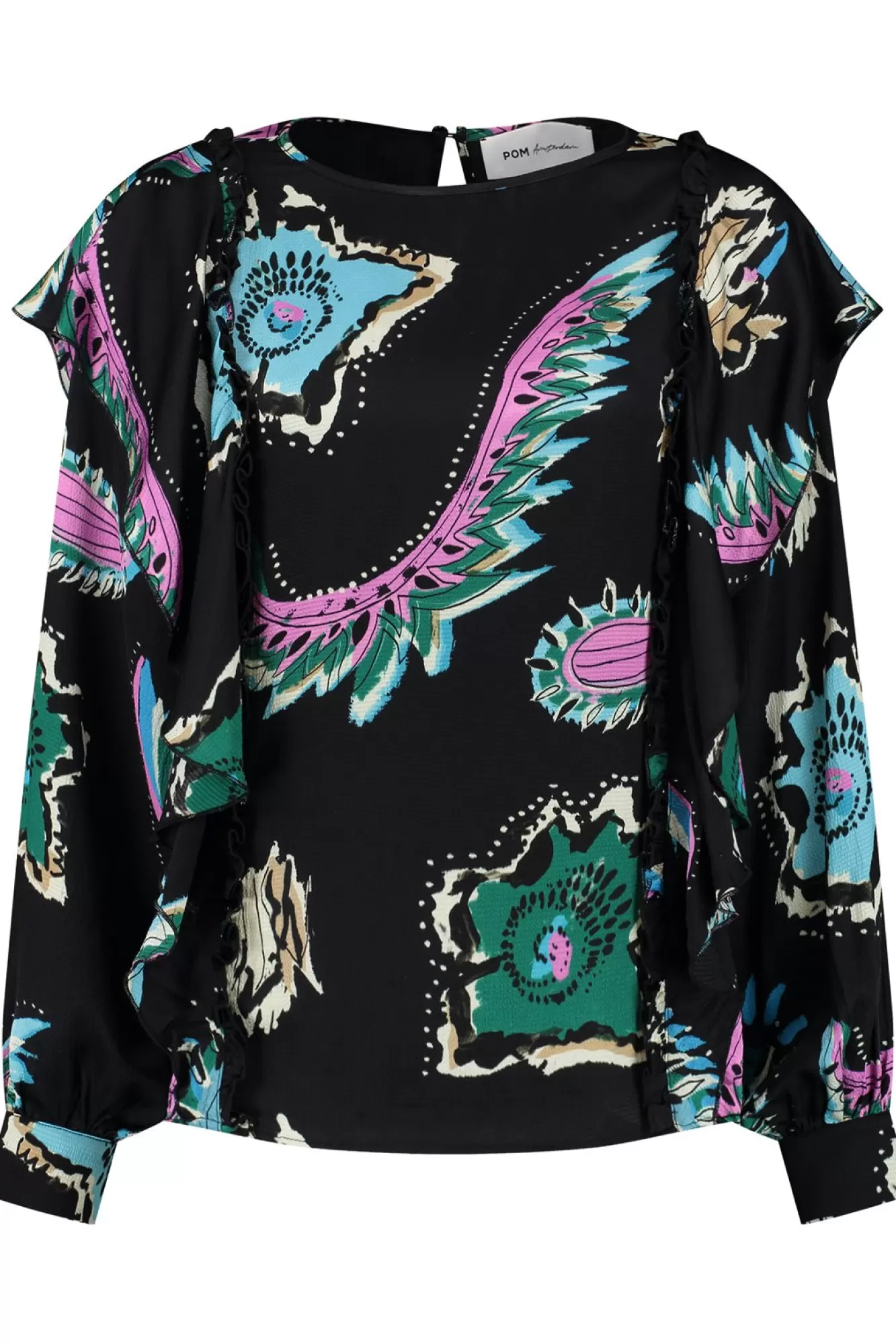 POM Amsterdam Shirts & Blouses> Tides Deep Black Printed Top