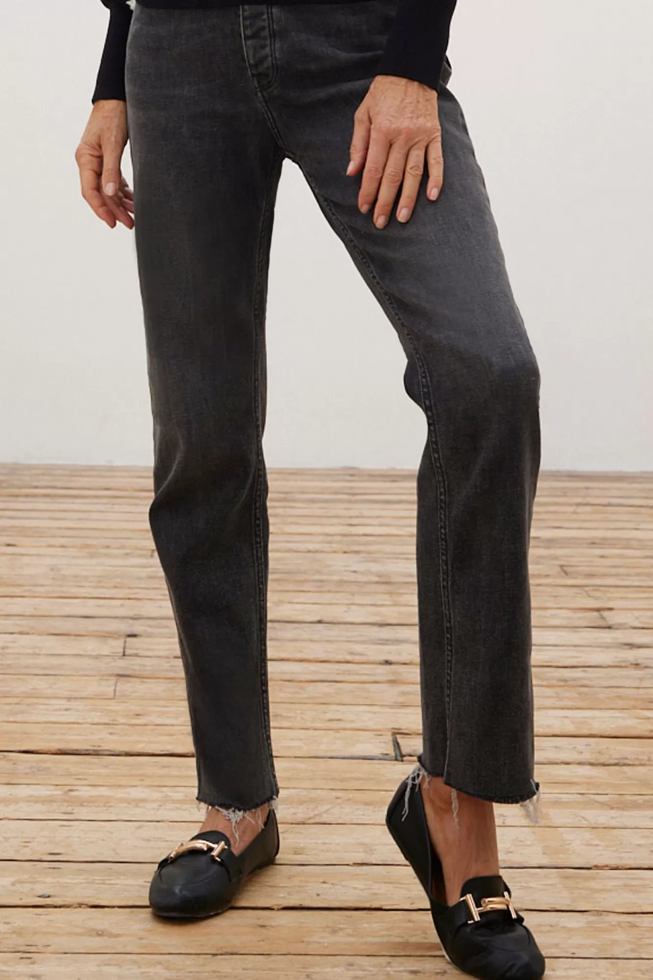 Reiko Skirts & Trousers> Milo Black Wash High Waisted Straight Jeans