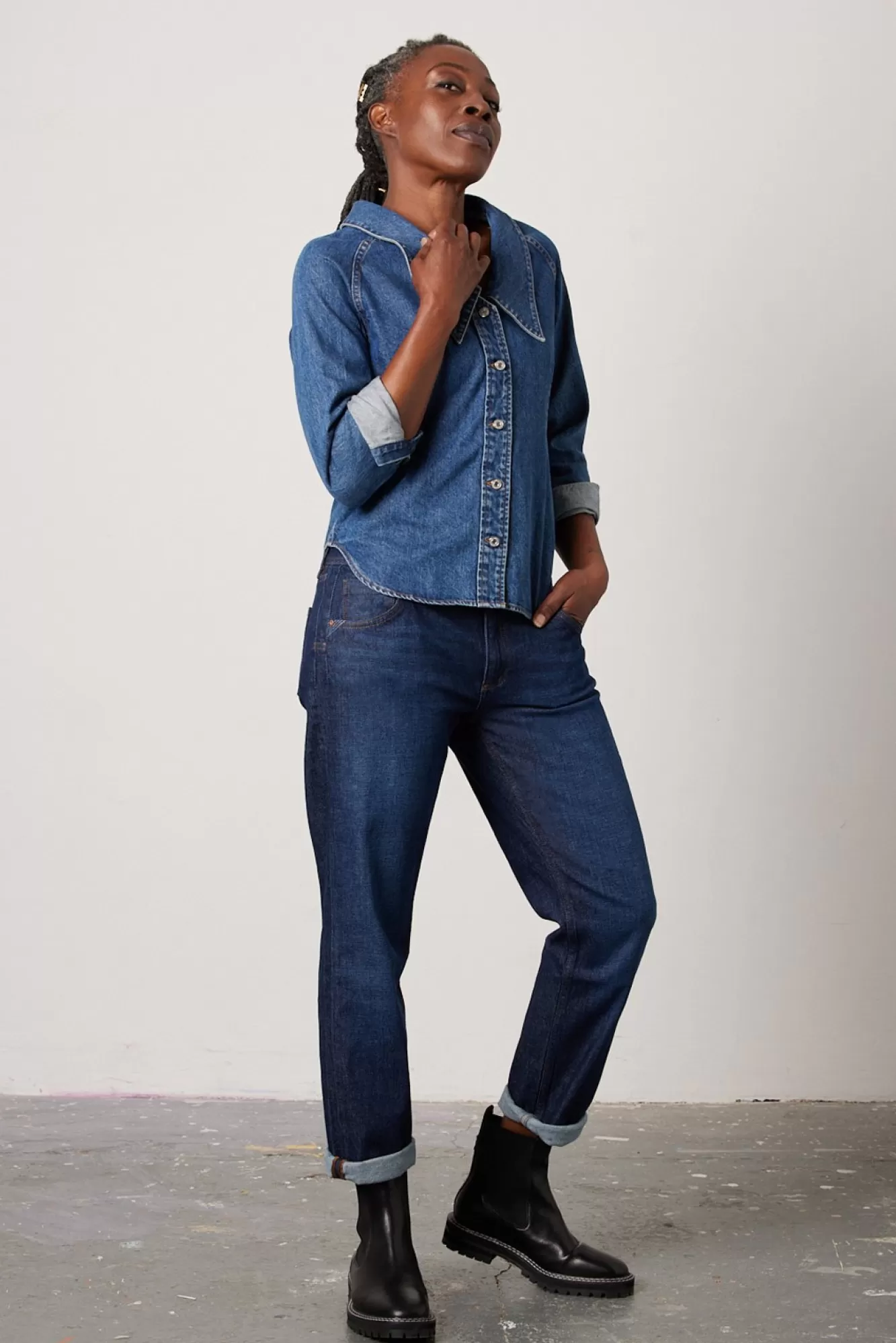 Reiko Denim> Nina Dark Blue Boyfriend Jeans