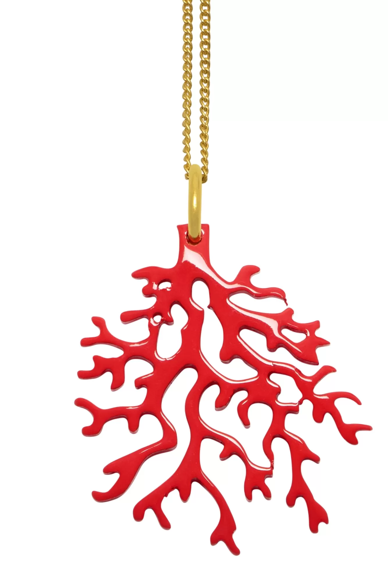 Branch Jewellery Necklaces>Rose Red Coral Shaped Gold Pendant Necklace