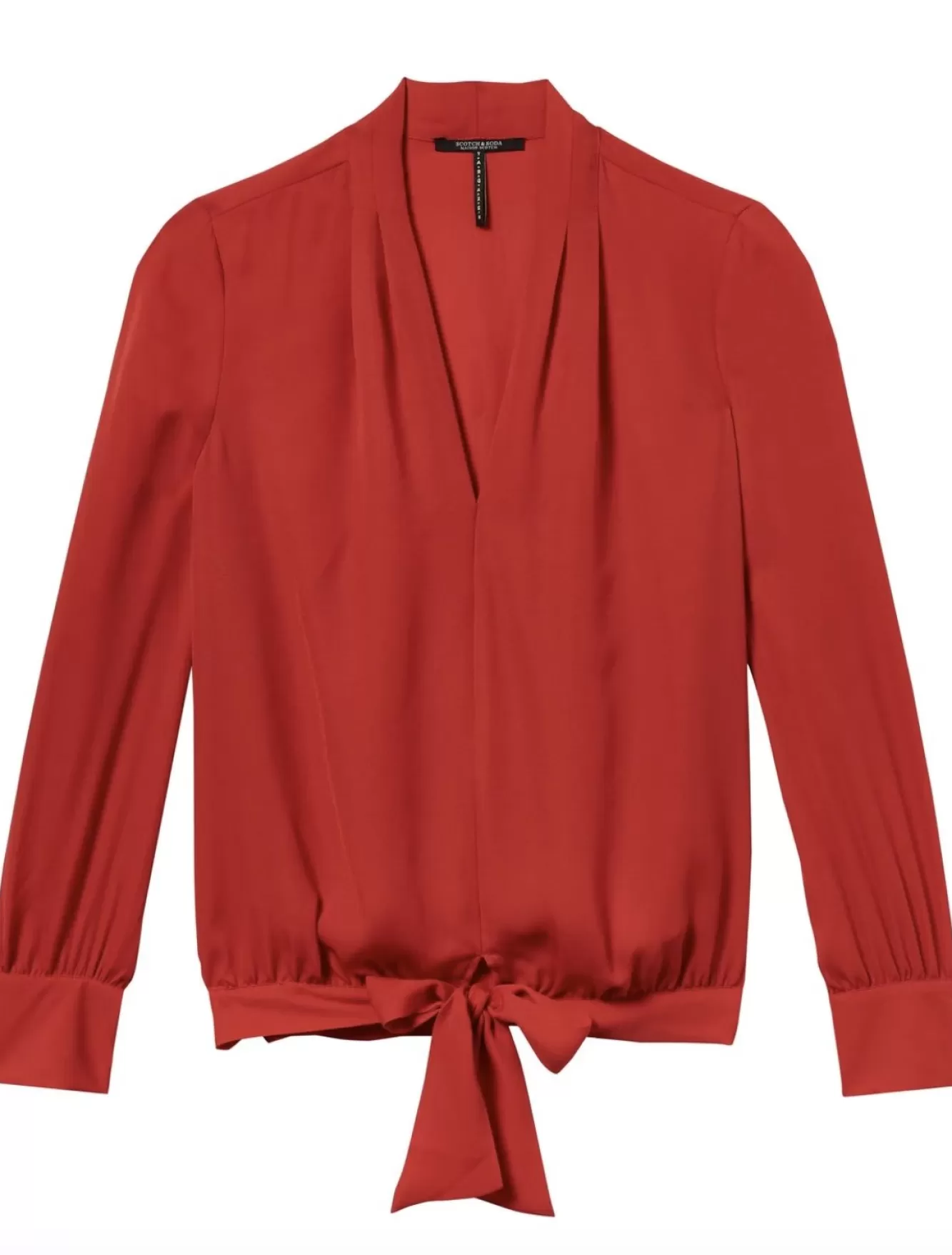 Scotch & Soda Shirts & Blouses> Draped V-Neck Red Blouse