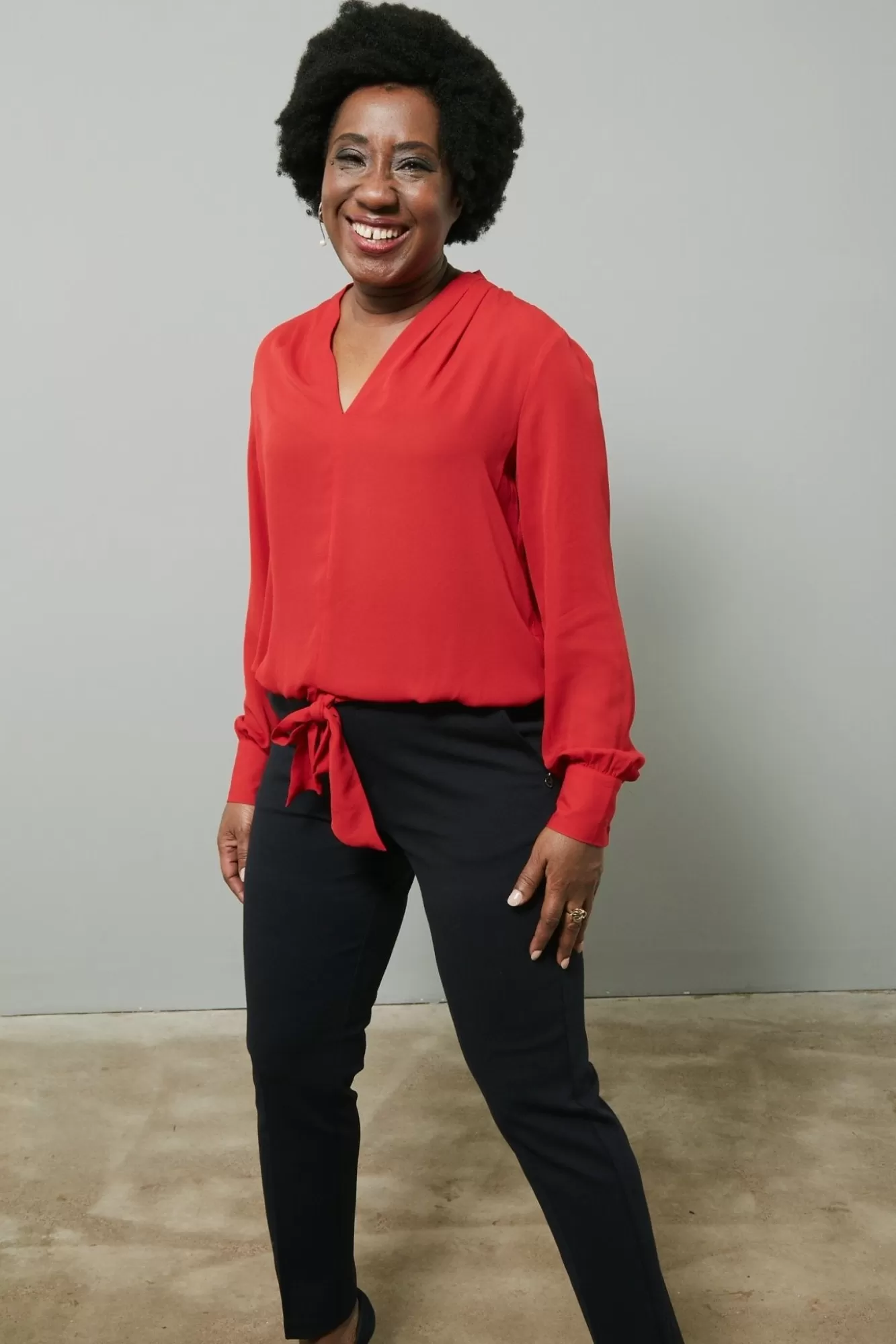 Scotch & Soda Shirts & Blouses> Draped V-Neck Red Blouse