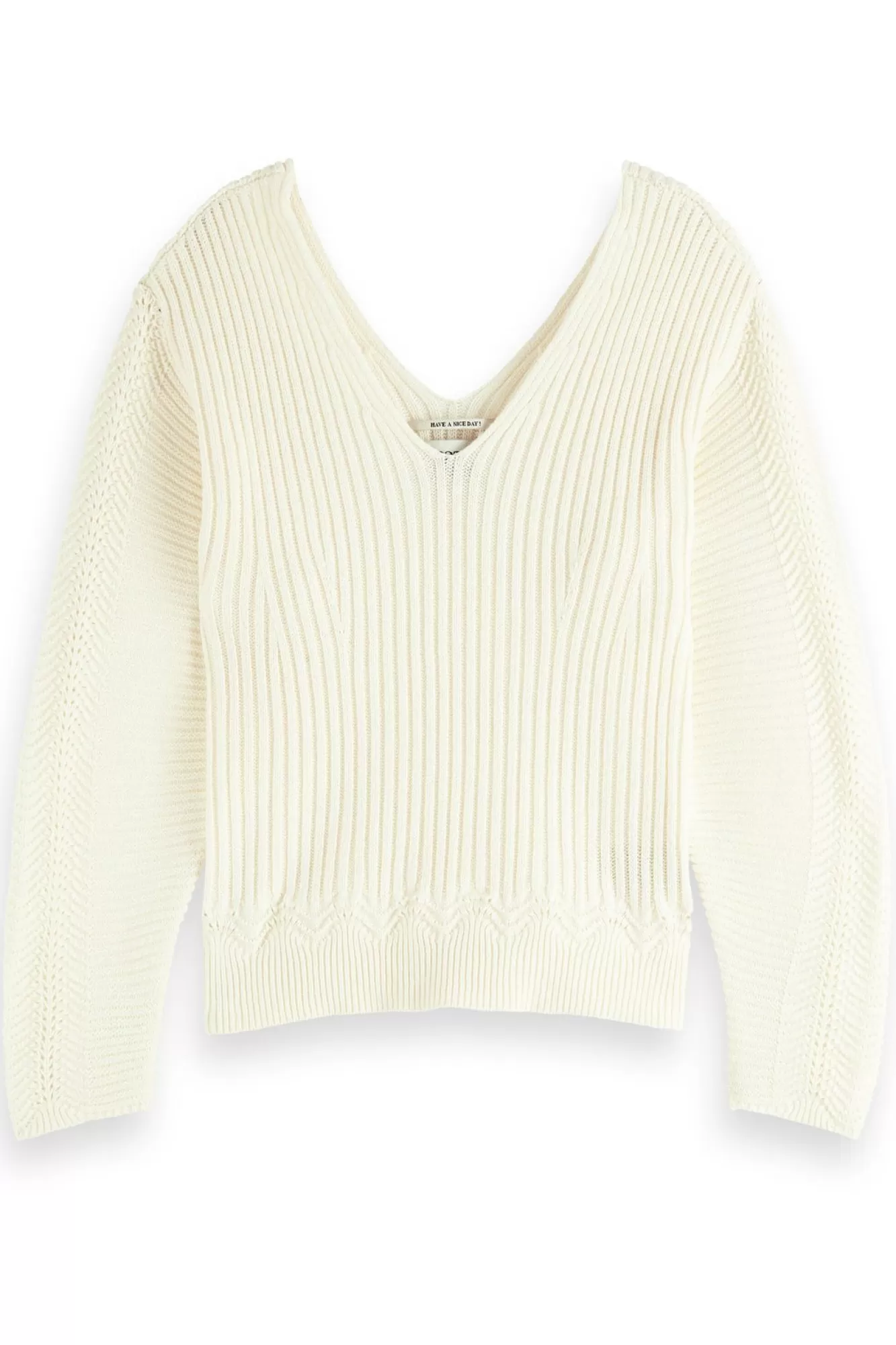 Scotch & Soda Knitwear & Sweatshirts> Feminine V Neck Cream Jumper