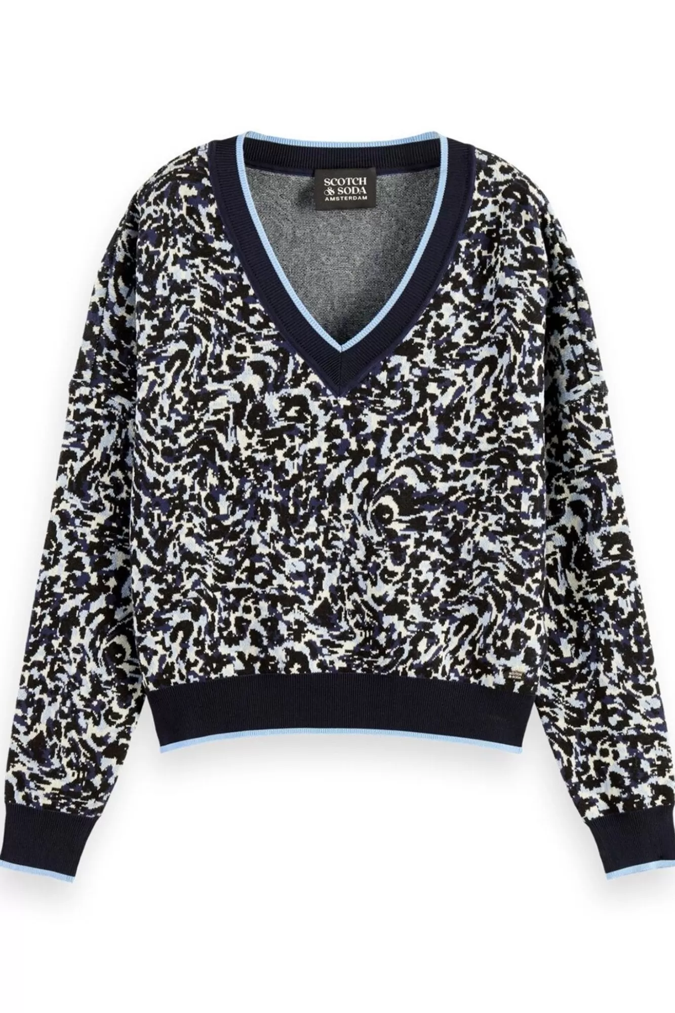 Scotch & Soda Knitwear & Sweatshirts> Loose Fit Jacquard V Neck Jumper