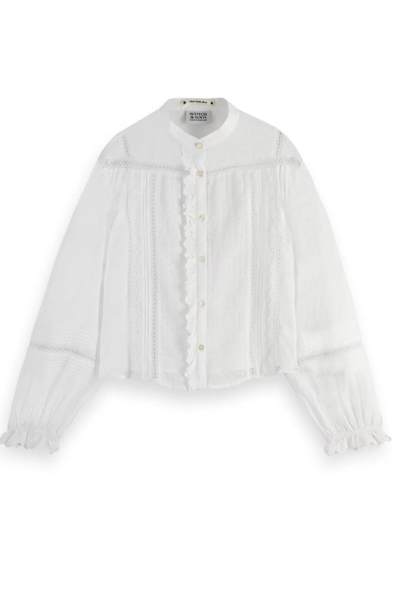 Scotch & Soda Shirts & Blouses> Organic Cotton Broderie Anglaise White Shirt