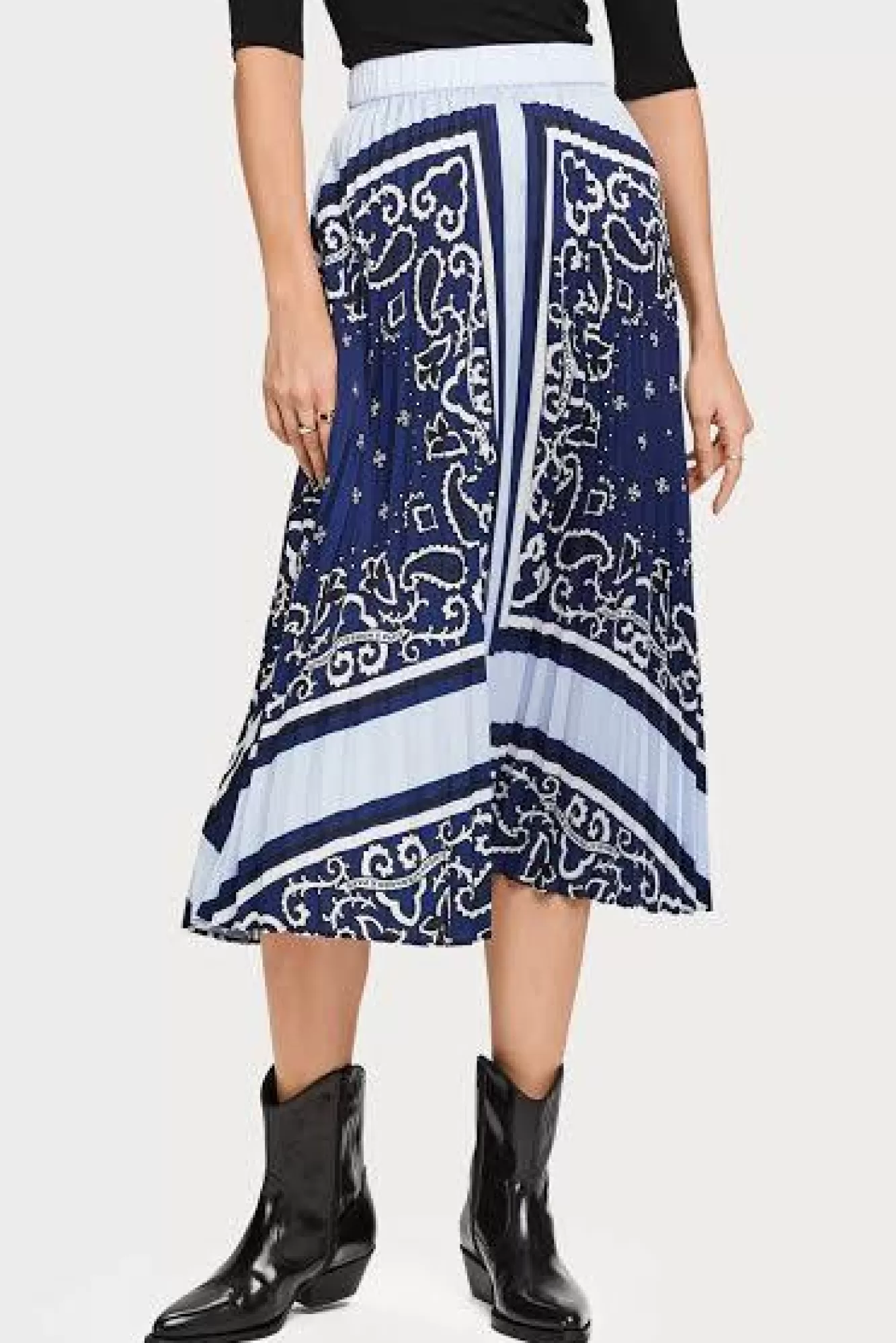 Scotch & Soda Skirts & Trousers> Pleated Plisse Blue Midi Skirt