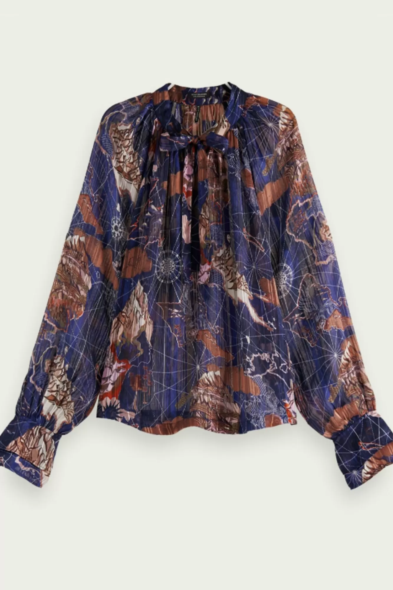 Scotch & Soda Shirts & Blouses> Printed Sheer Ruffle Top