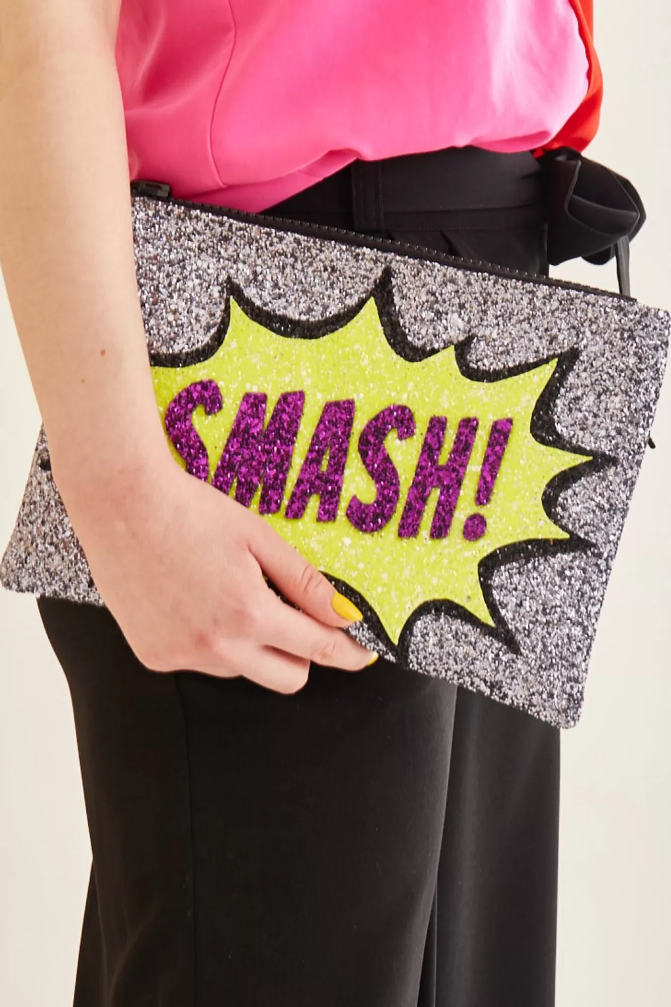 I KNOW THE QUEEN Clutch Bags>Smash Glitter Clutch Bag