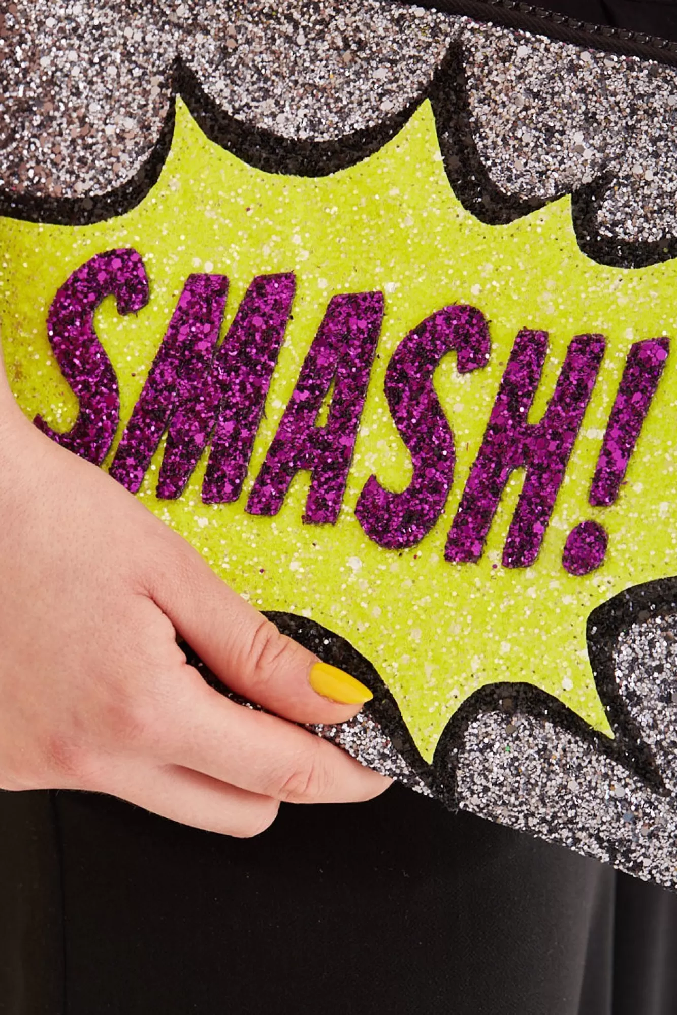 I KNOW THE QUEEN Latest Arrivals>Smash Glitter Clutch Bag