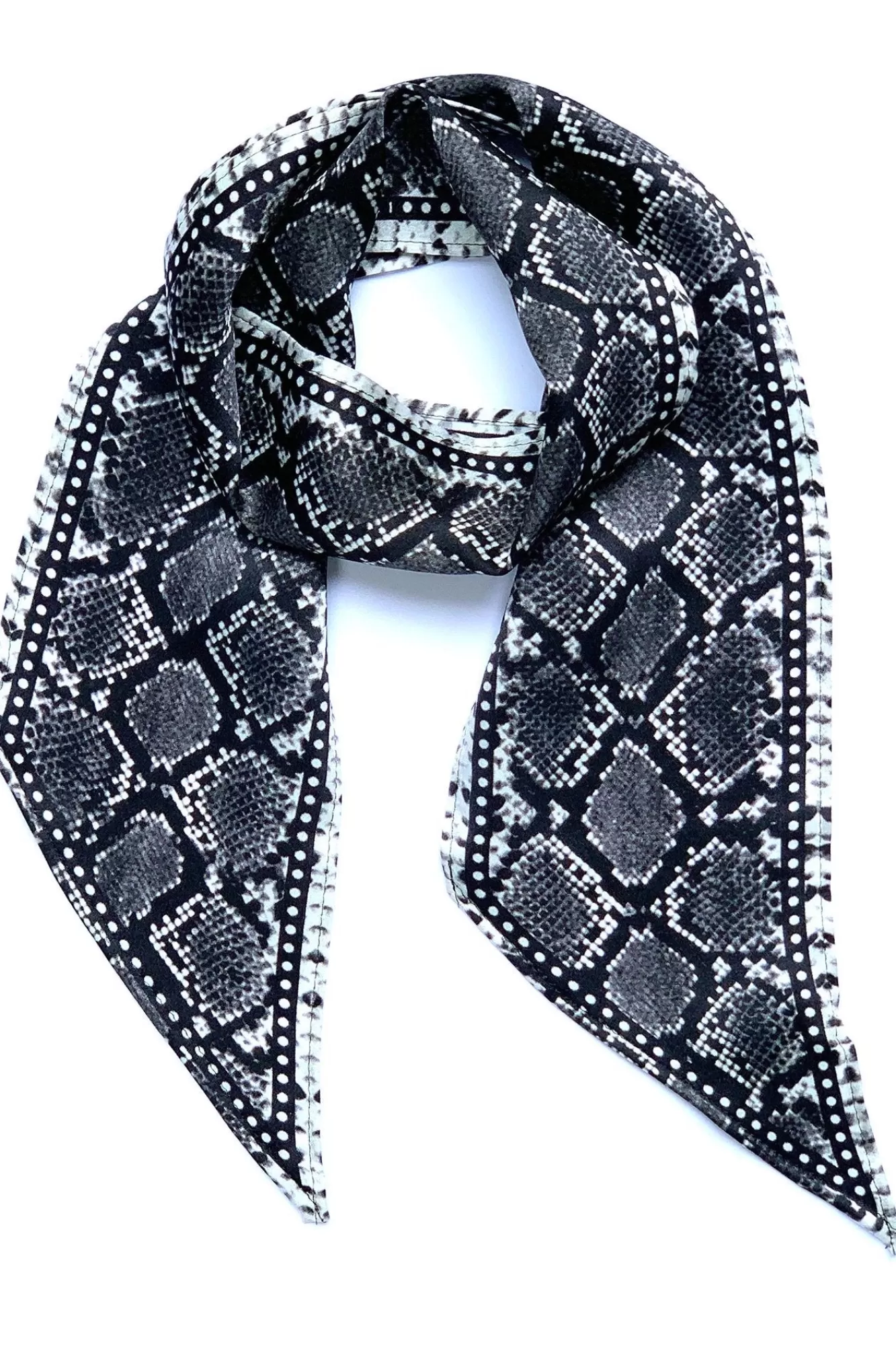 Ingmarson Scarves & Shawls>Snakeskin Silk Neck Scarf Grey