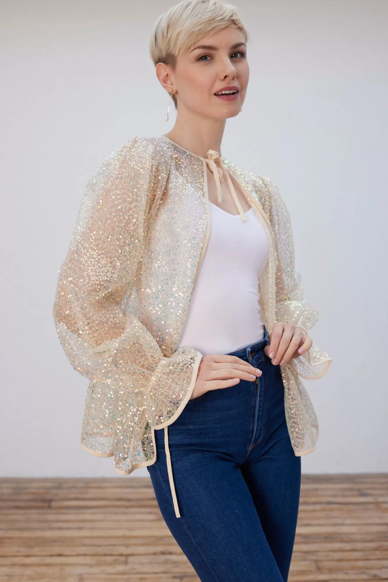 Stella Nova Shirts & Blouses> Bodil Reversible Seashell Shimmer Blouse / Jacket