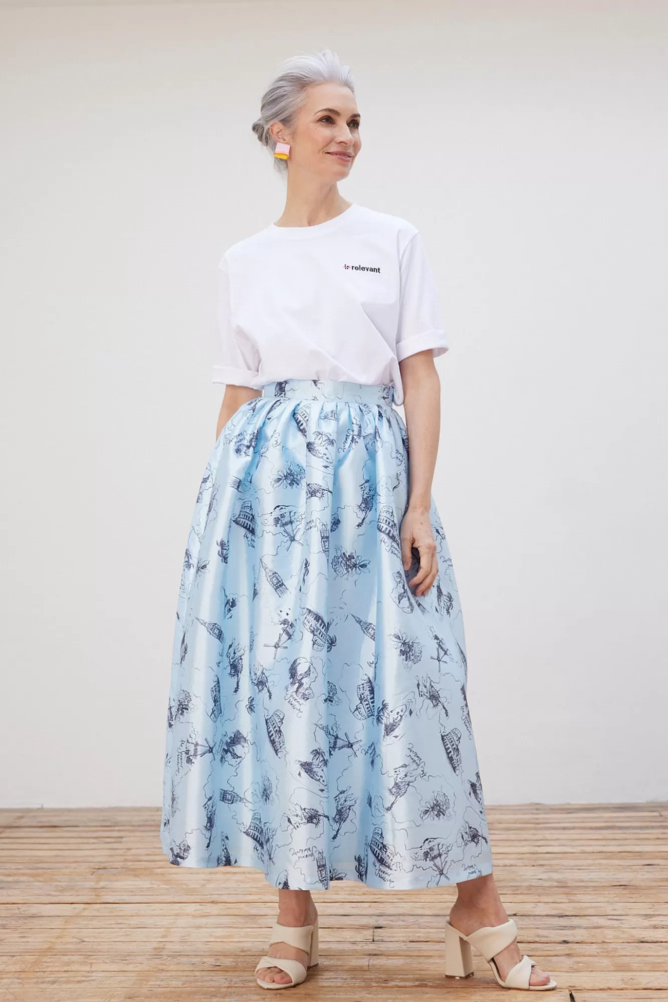 Stella Nova Skirts & Trousers> Juna Printed Blue Midi Skirt