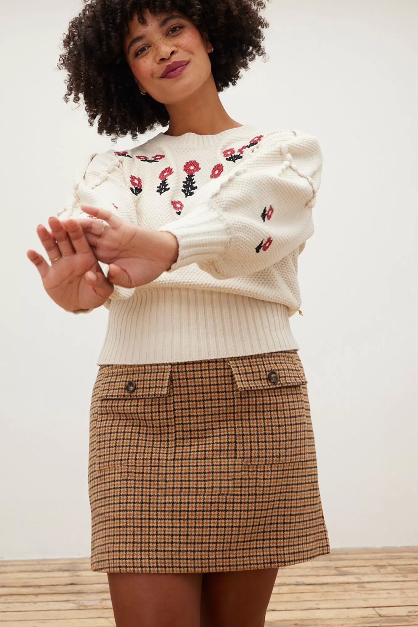 Stella Nova Skirts & Trousers> Natine Mustard Check Mini Skirt