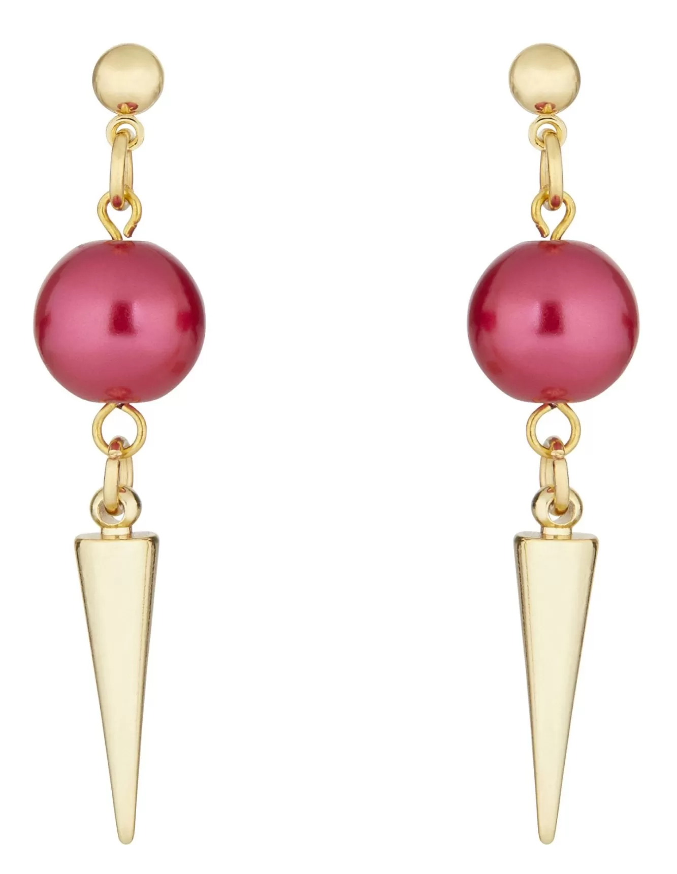 Dark Horse Ornament Stylishly Subtle>Strike Out Ageism Charity Crystal Pink Pearl & Gold Plated Spike Earrings