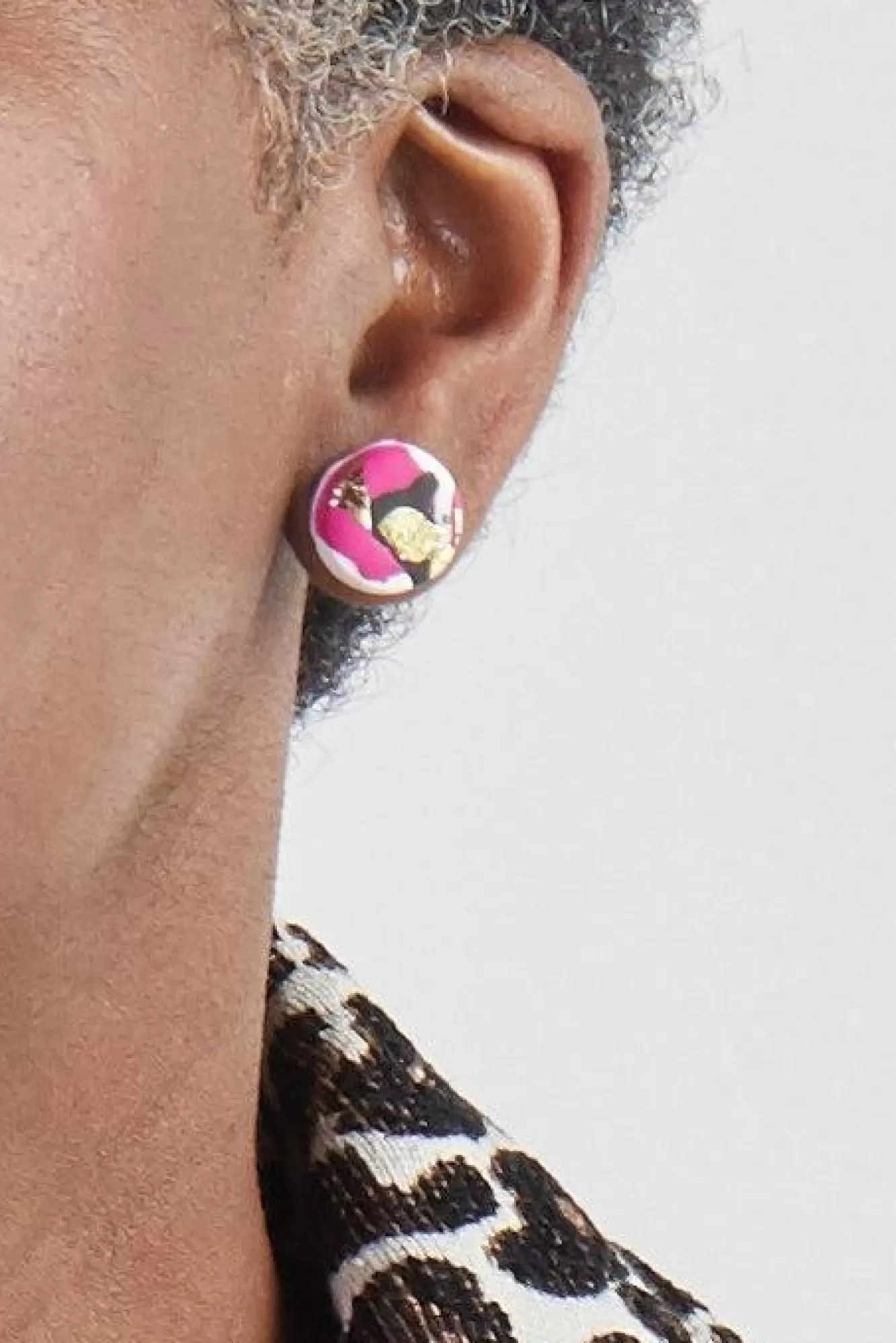No Shrinking Violet Polymer Clay>Strike Out Ageism Charity Pink, Black & Gold Set Of 3 Stud Earrings
