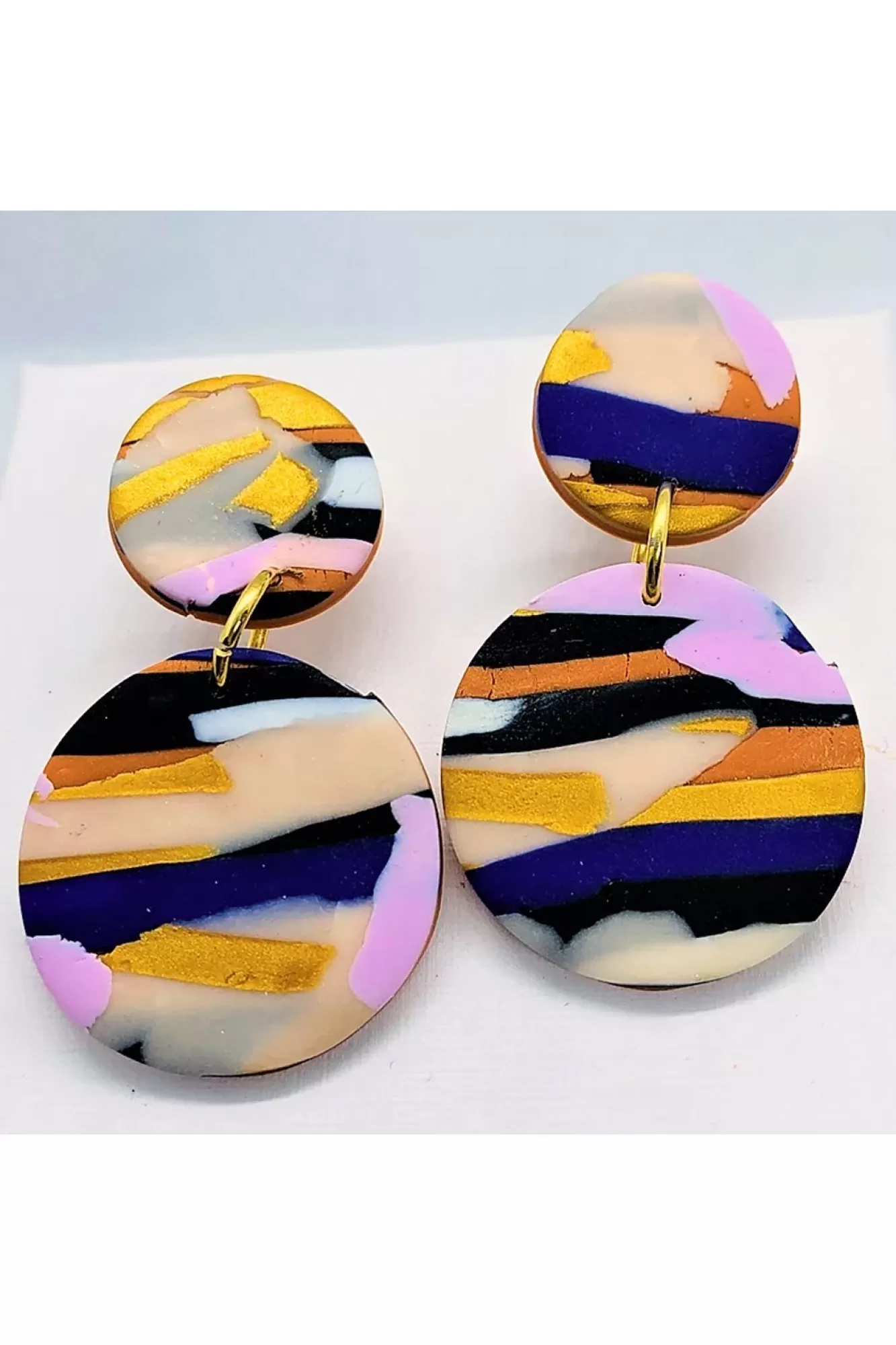 No Shrinking Violet Polymer Clay>Sunburnt Country Landscape Medium Earrings